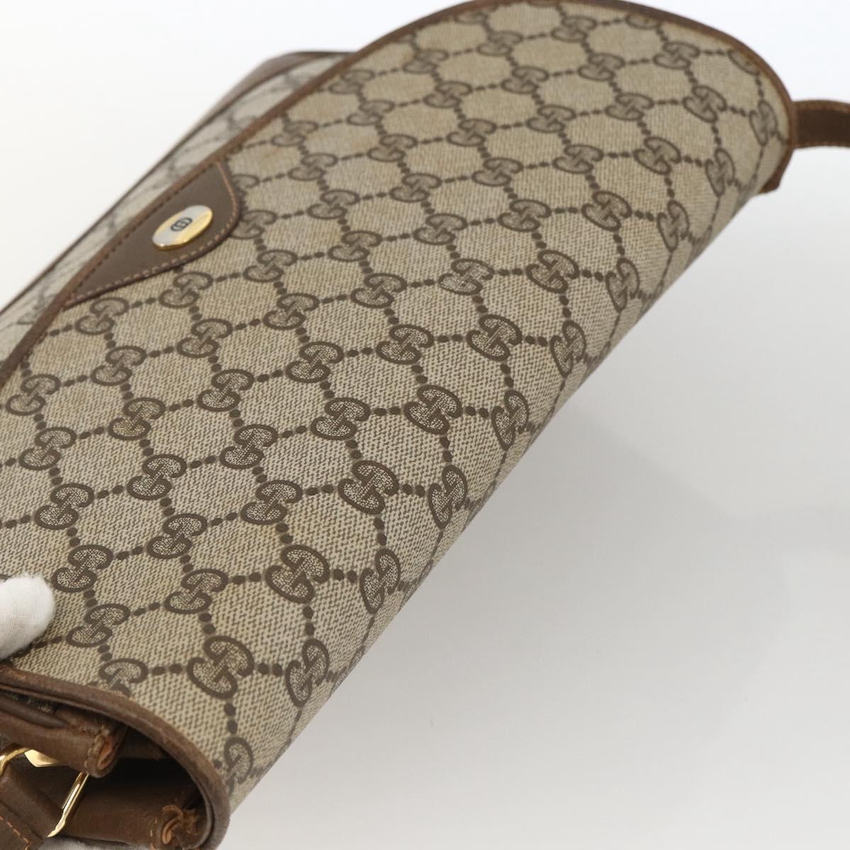 GUCCI GG Supreme Shoulder Bag PVC Leather Beige Gold 116 02 067 Auth 173967