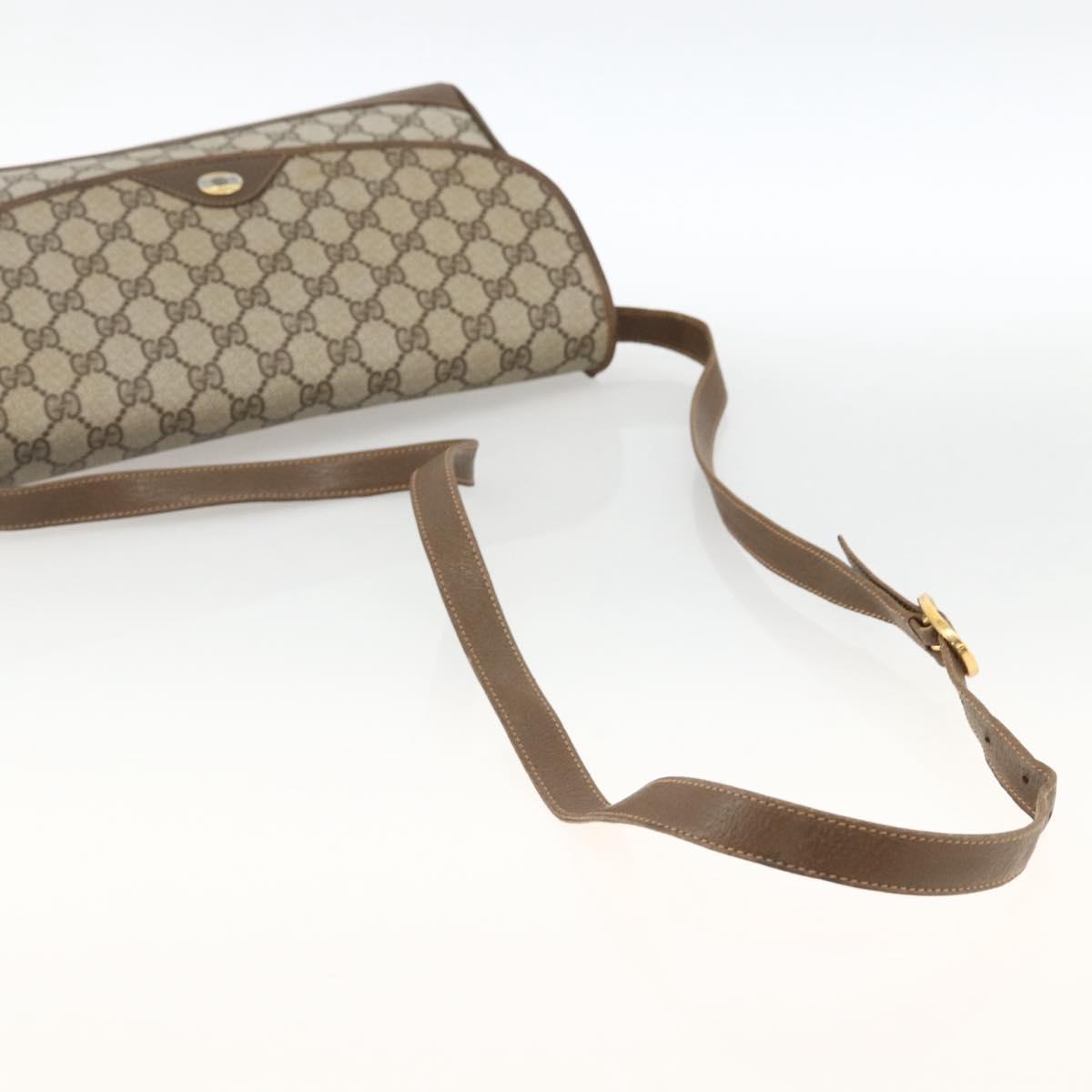 GUCCI GG Supreme Shoulder Bag PVC Leather Beige Gold 116 02 067 Auth 173967