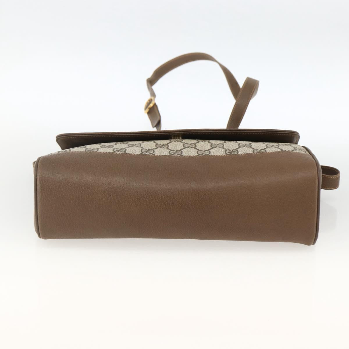 GUCCI GG Supreme Shoulder Bag PVC Leather Beige Gold 116 02 067 Auth 173967