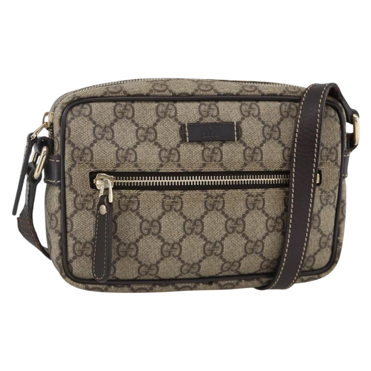 GUCCI GG Supreme Shoulder Bag PVC Beige Gold 201447 Auth 173968