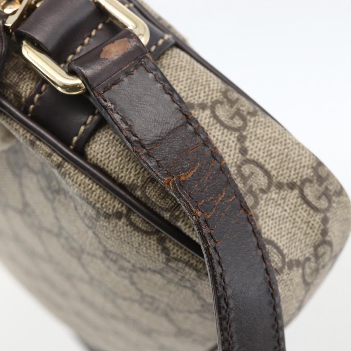 GUCCI GG Supreme Shoulder Bag PVC Beige Gold 201447 Auth 173968