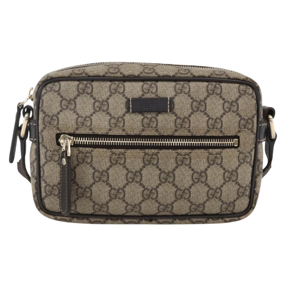 GUCCI GG Supreme Shoulder Bag PVC Beige Gold 201447 Auth 173968