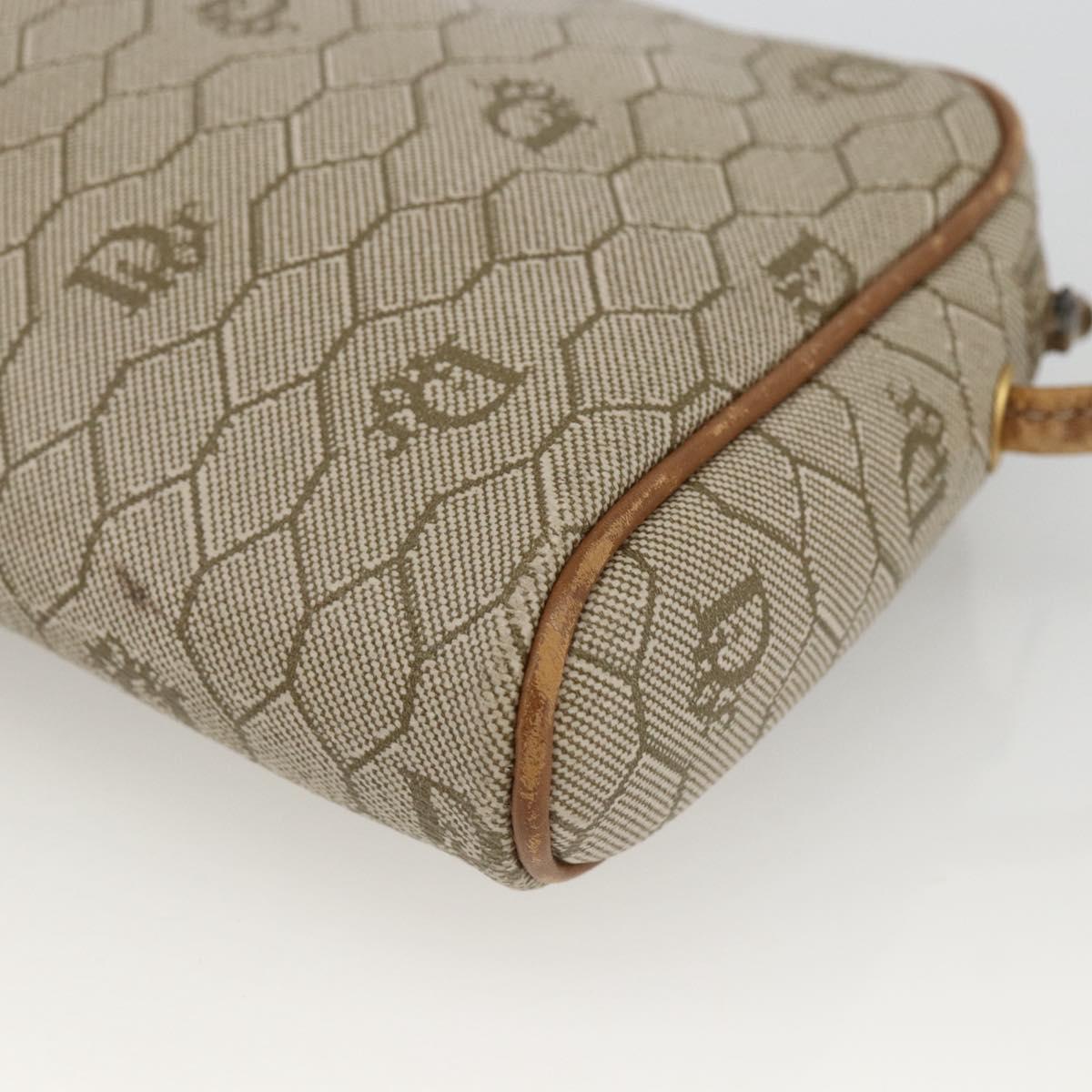 Christian Dior Honeycomb Canvas Shoulder Bag PVC Beige Gold Auth 173969