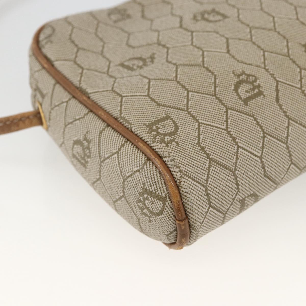 Christian Dior Honeycomb Canvas Shoulder Bag PVC Beige Gold Auth 173969