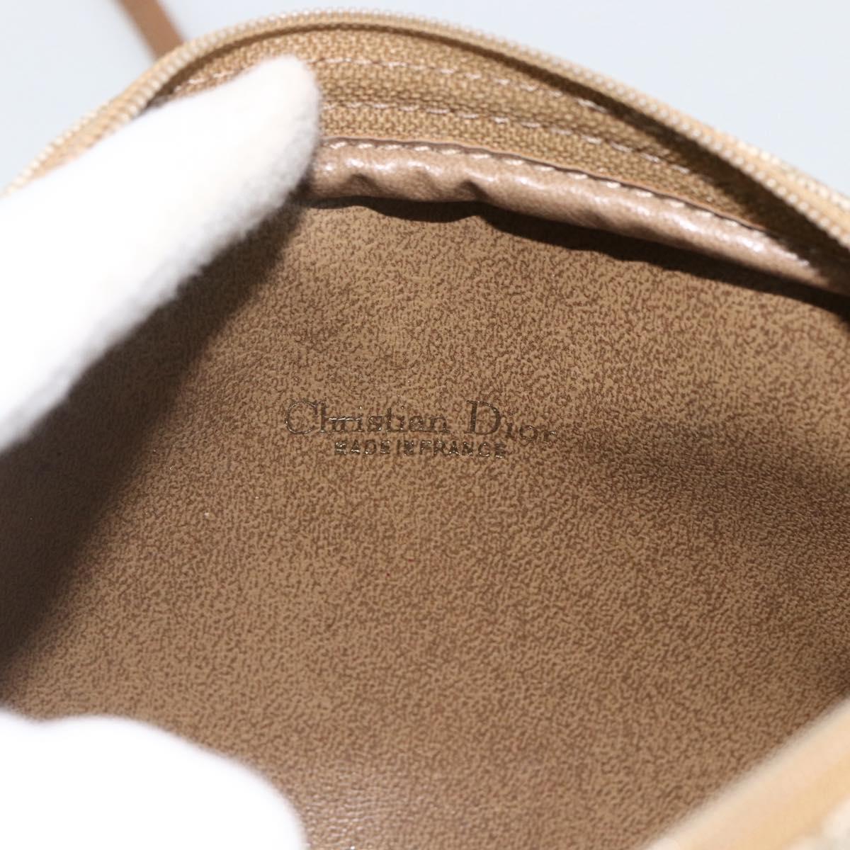 Christian Dior Honeycomb Canvas Shoulder Bag PVC Beige Gold Auth 173969