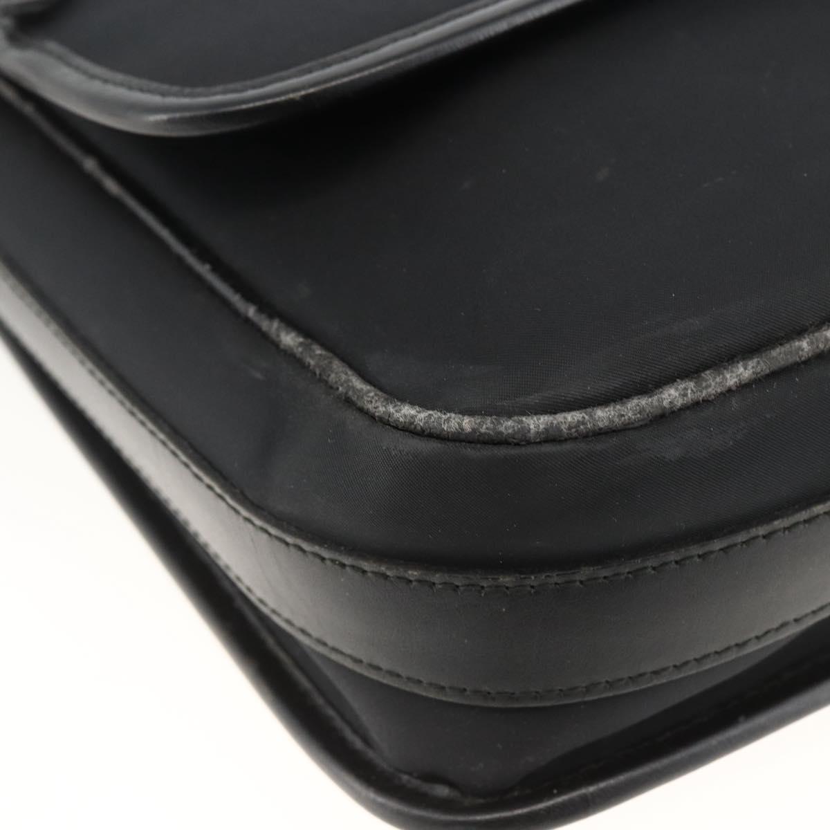BURBERRY Shoulder Bag Nylon Black Silver Auth 173971