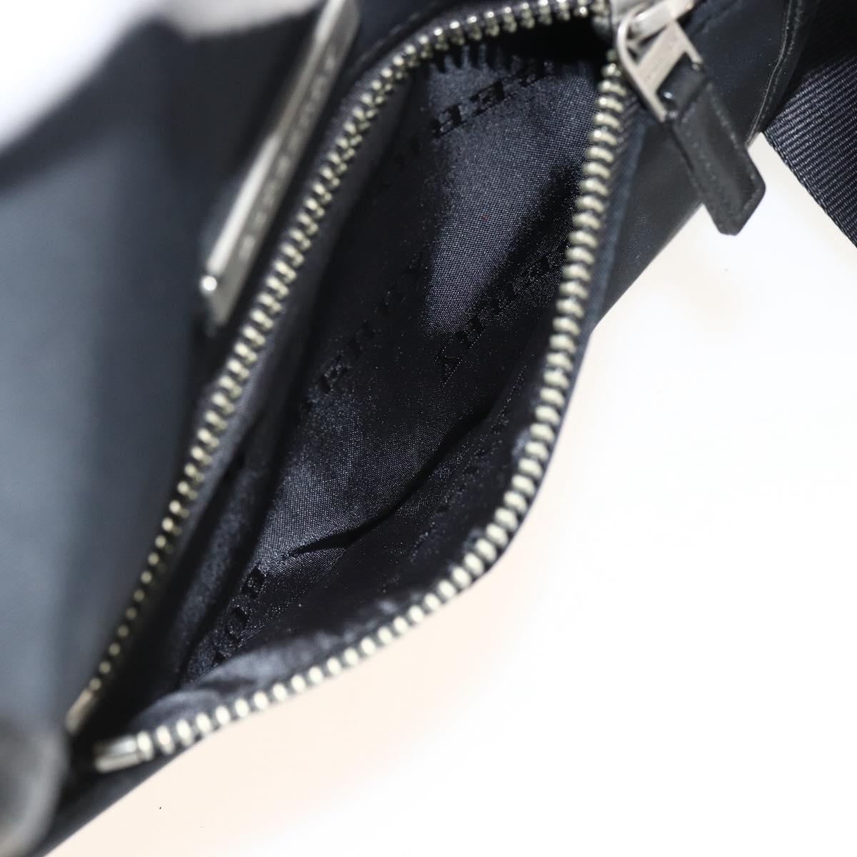 BURBERRY Shoulder Bag Nylon Black Silver Auth 173971