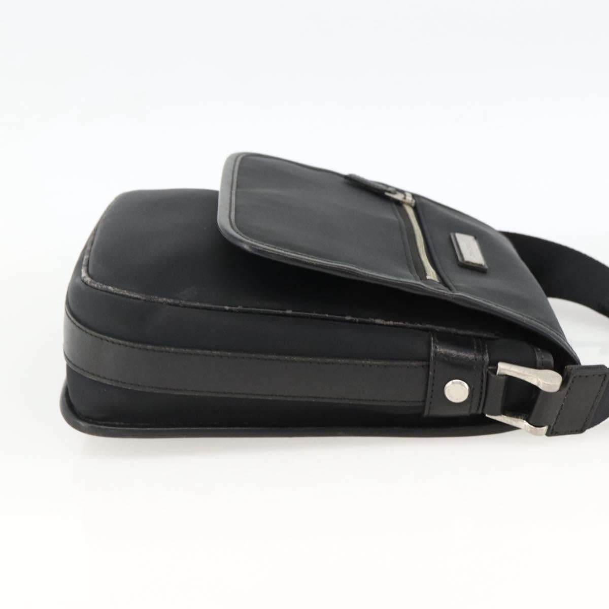 BURBERRY Shoulder Bag Nylon Black Silver Auth 173971