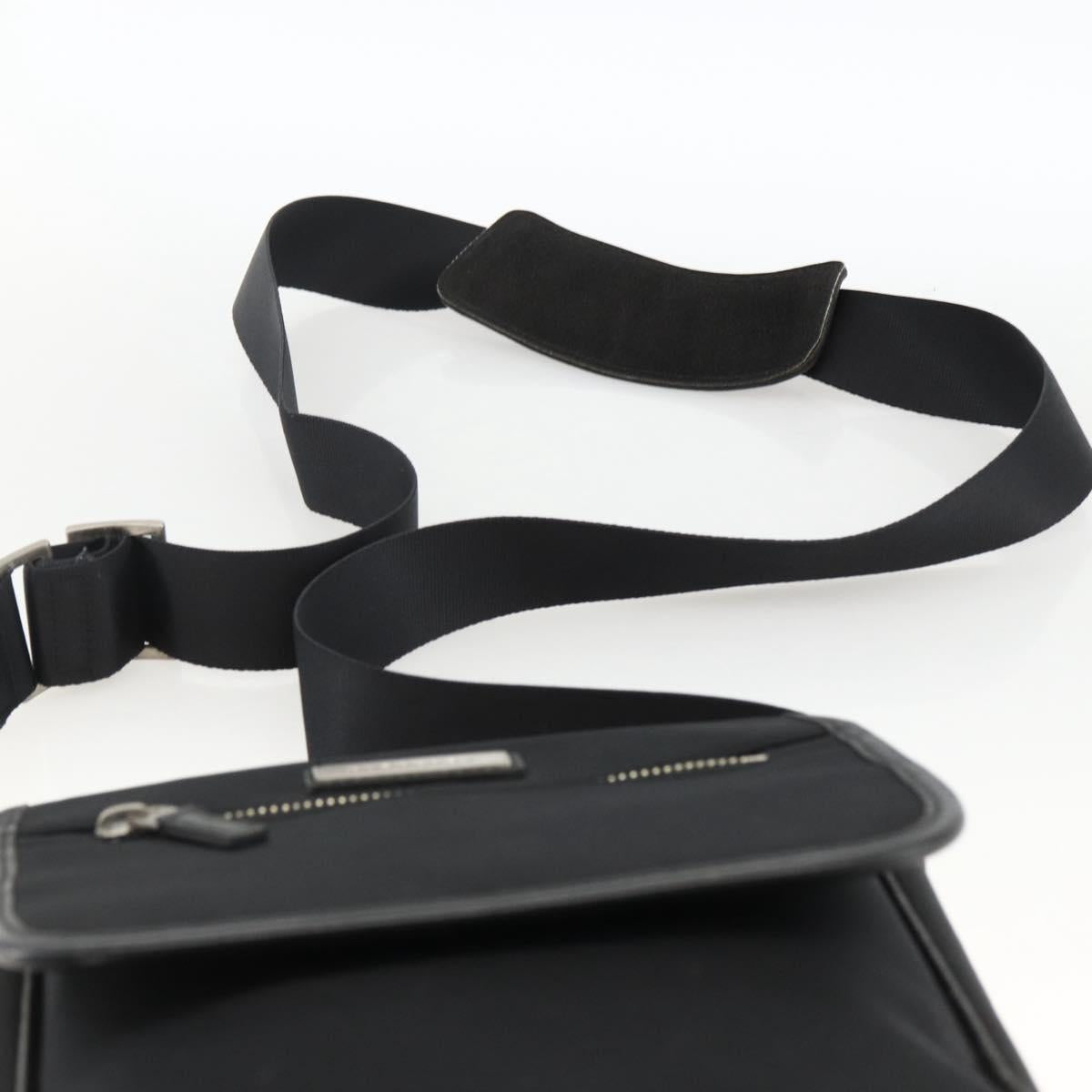 BURBERRY Shoulder Bag Nylon Black Silver Auth 173971