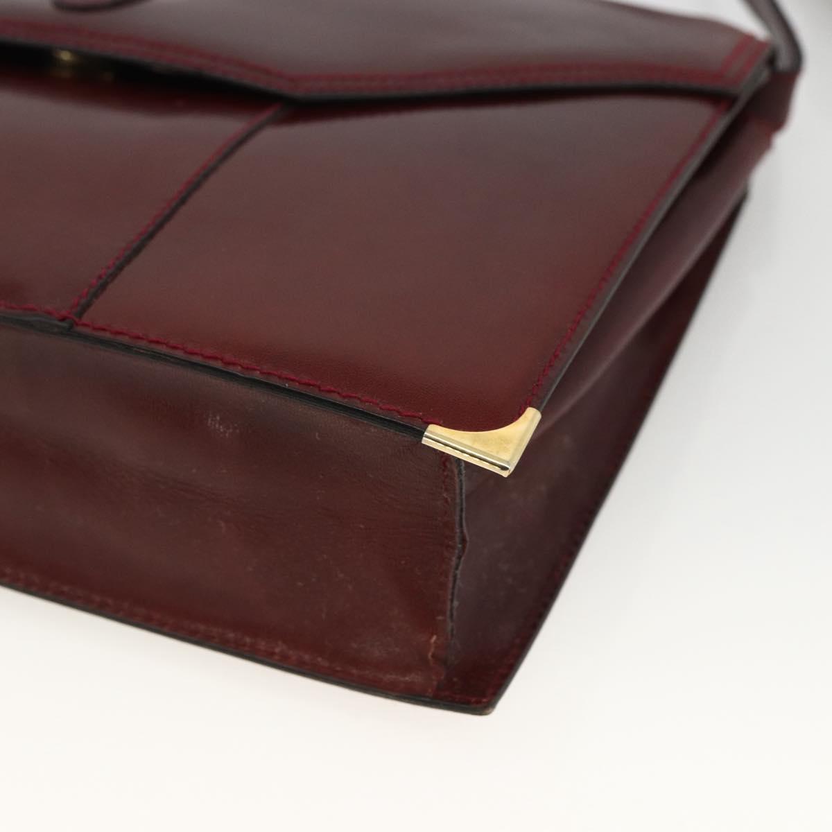 BALLY Shoulder Bag Leather Bordeaux Gold Auth 173972
