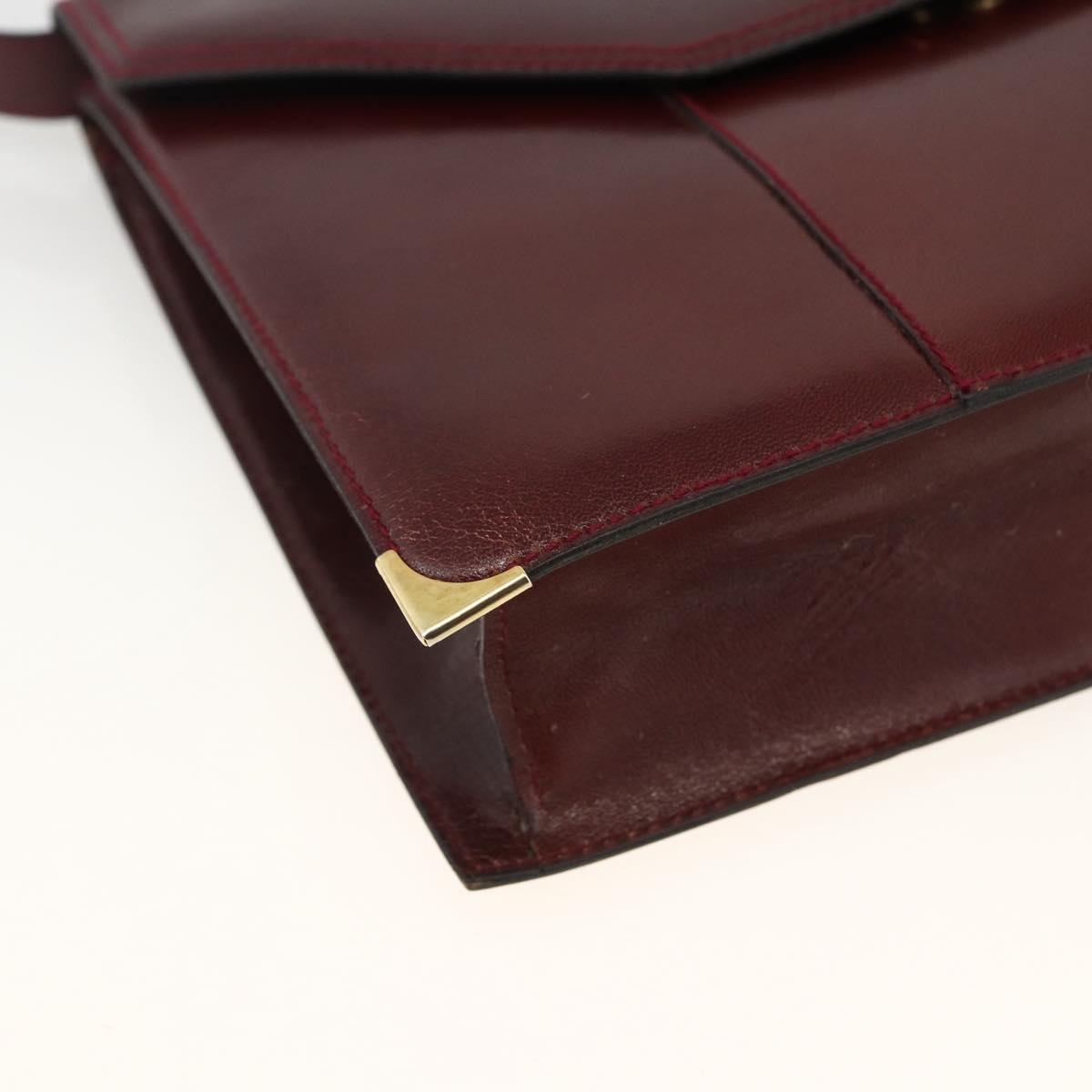 BALLY Shoulder Bag Leather Bordeaux Gold Auth 173972