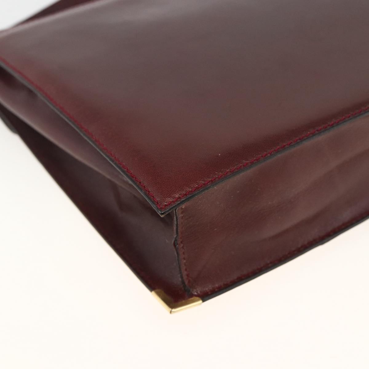 BALLY Shoulder Bag Leather Bordeaux Gold Auth 173972