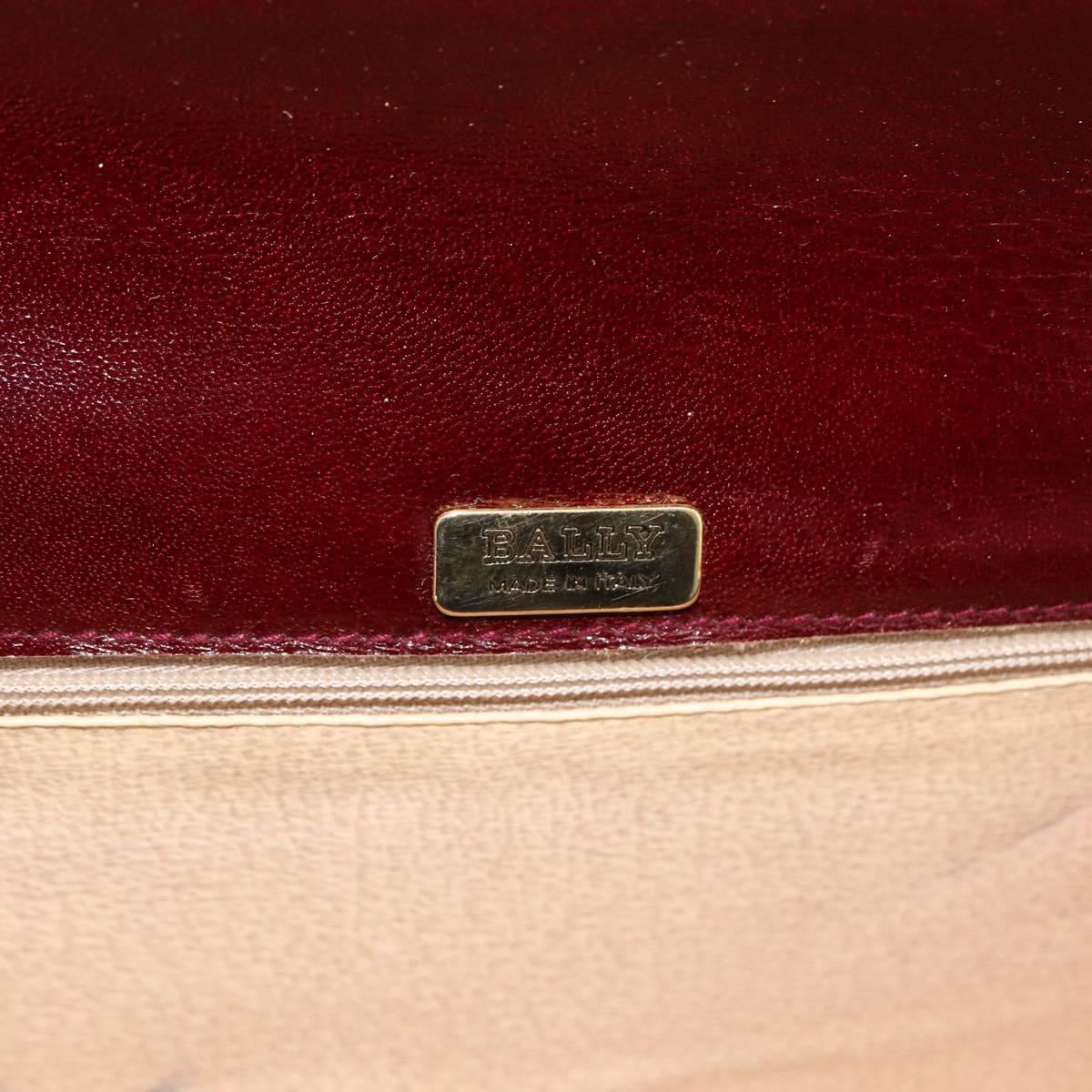 BALLY Shoulder Bag Leather Bordeaux Gold Auth 173972