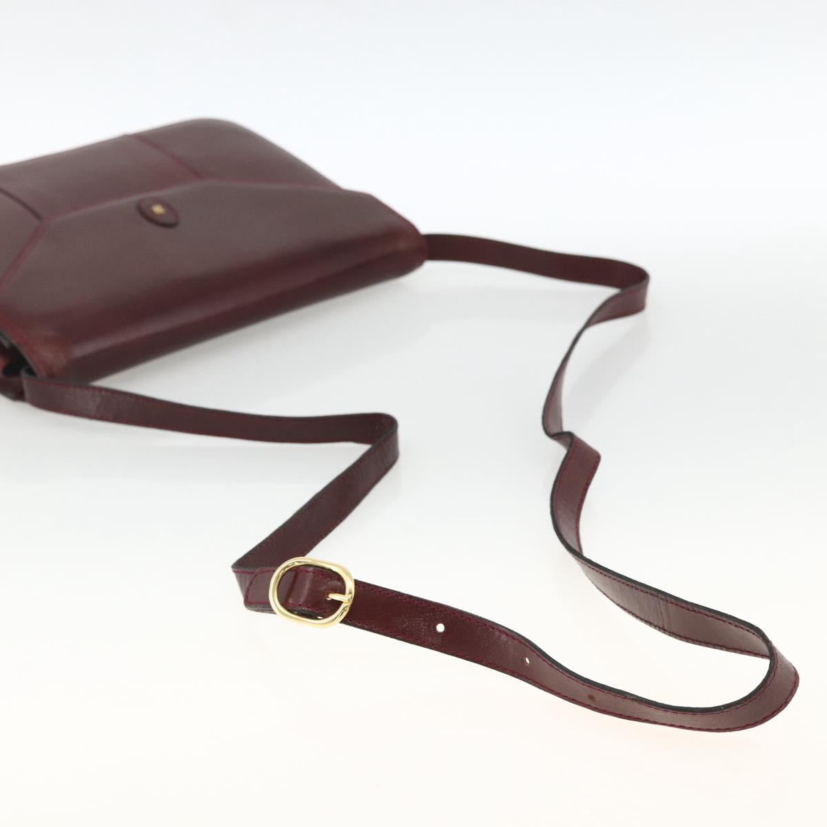 BALLY Shoulder Bag Leather Bordeaux Gold Auth 173972