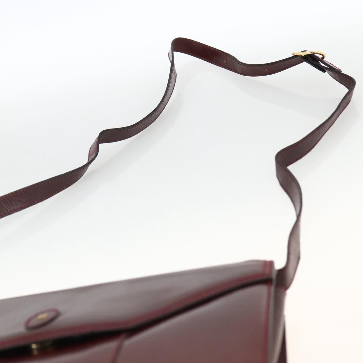 BALLY Shoulder Bag Leather Bordeaux Gold Auth 173972