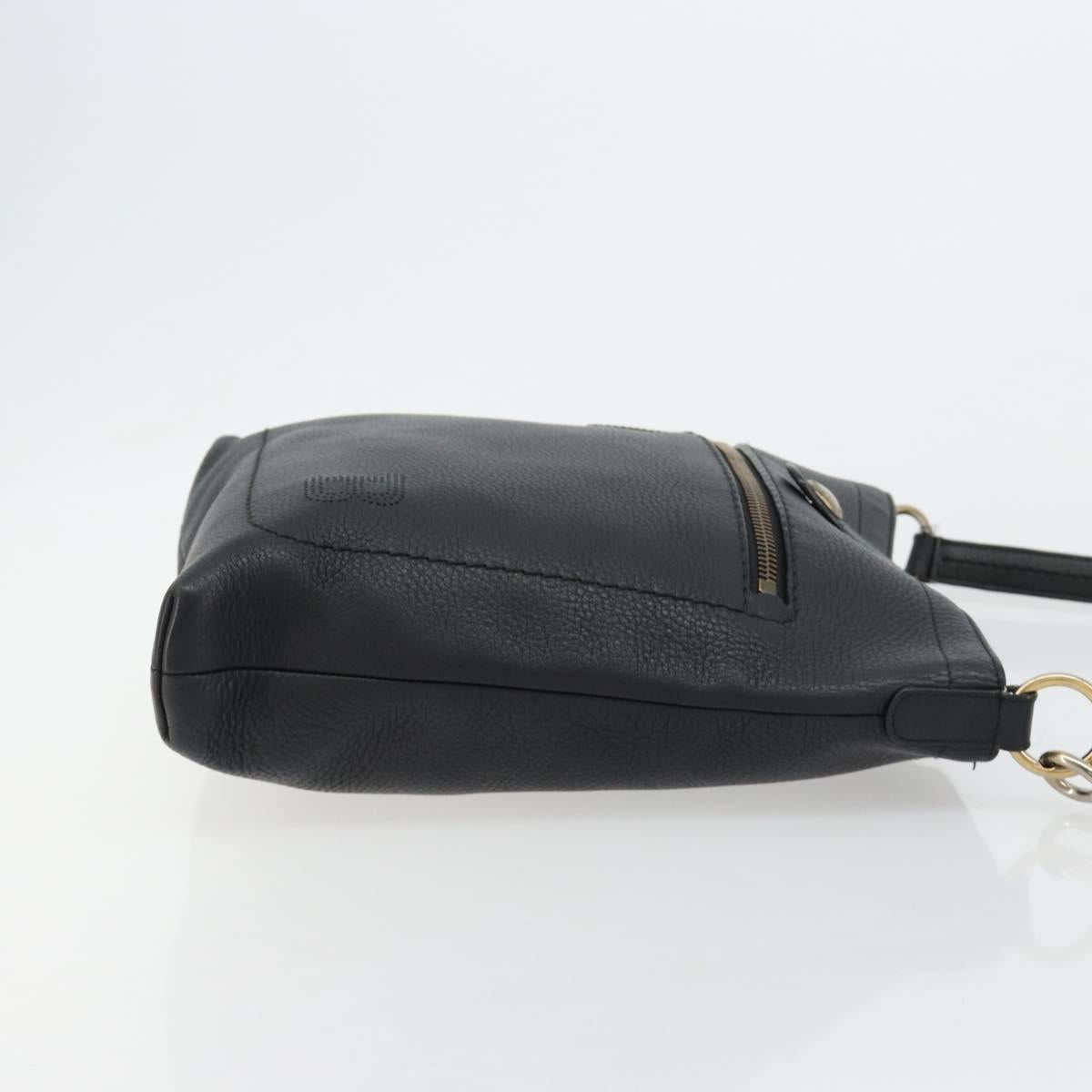 BALLY Shoulder Bag Leather Black Auth 173982