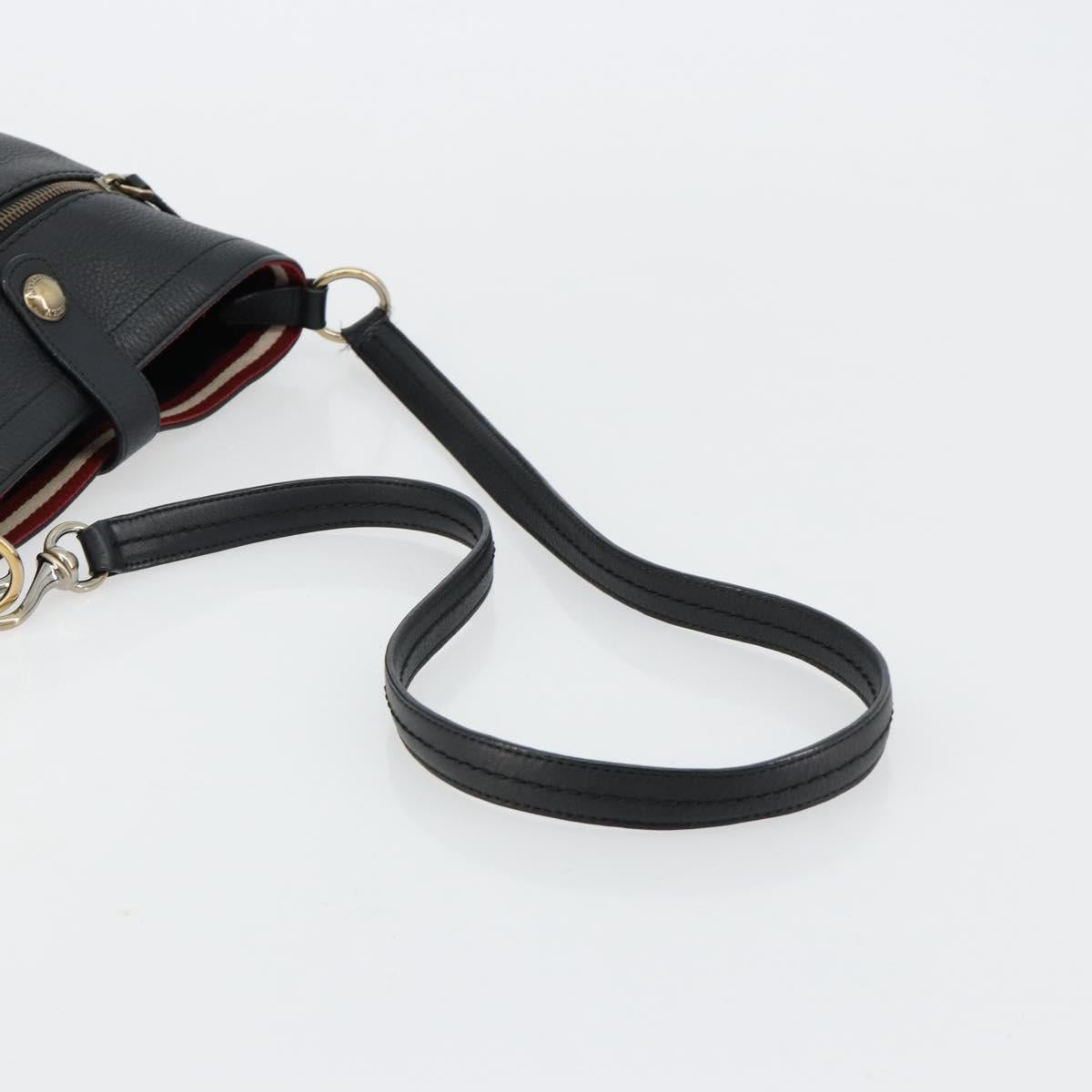 BALLY Shoulder Bag Leather Black Auth 173982