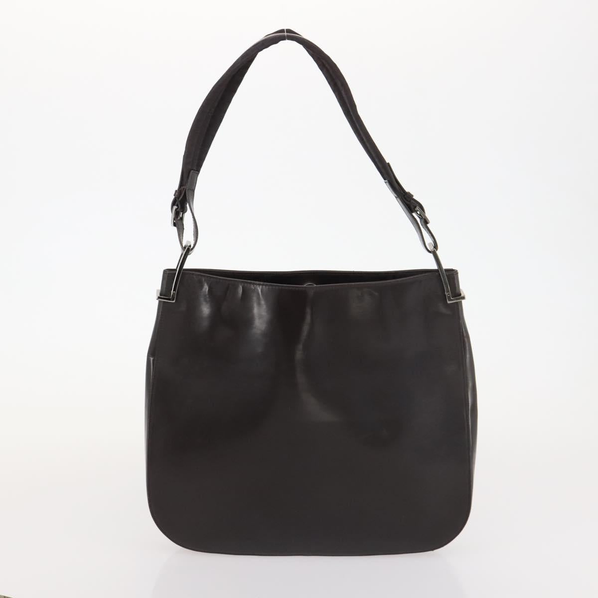 GUCCI GG Supreme Hand Bag Leather 2 Set Black Beige Auth 173983