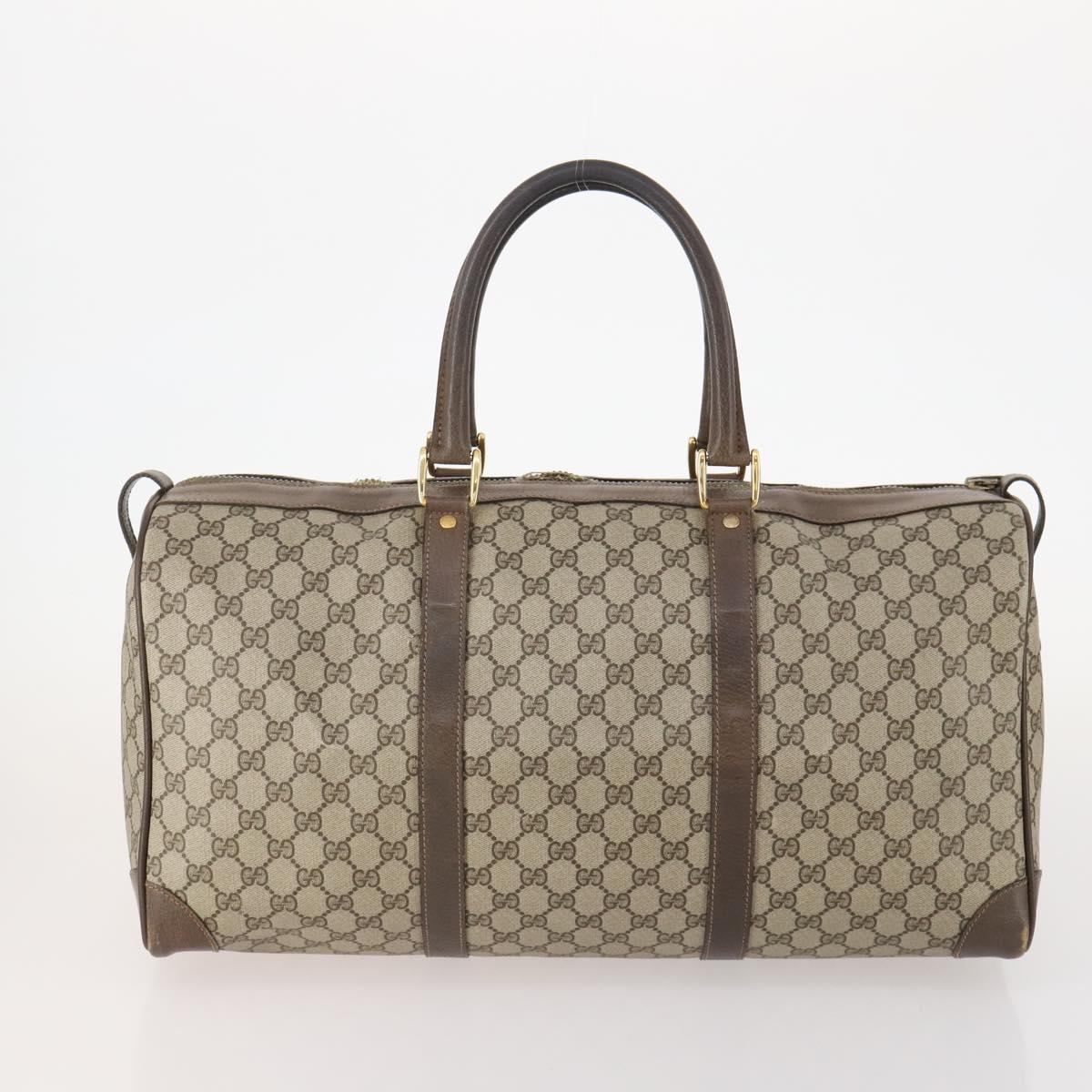 GUCCI GG Supreme Hand Bag Leather 2 Set Black Beige Auth 173983