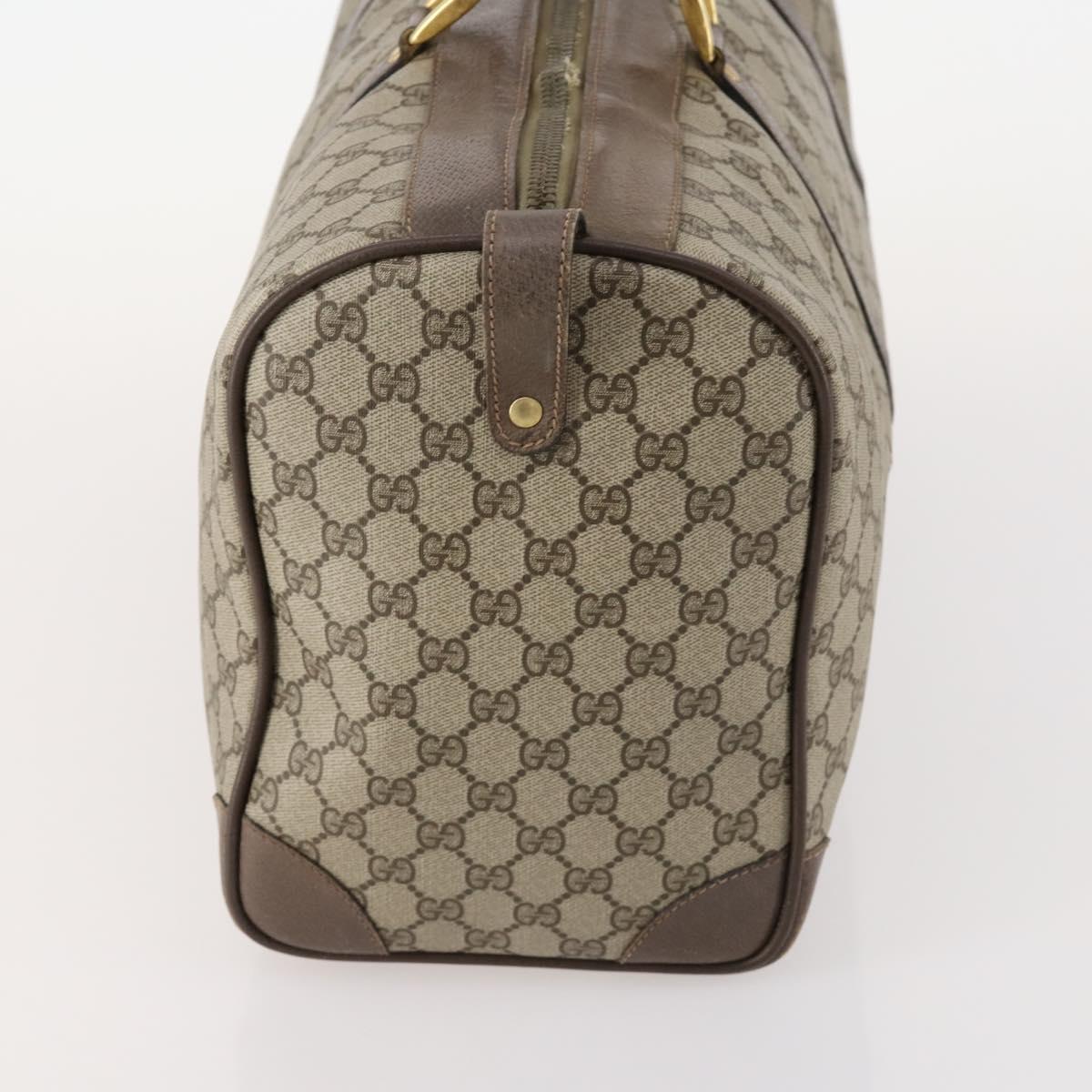 GUCCI GG Supreme Hand Bag Leather 2 Set Black Beige Auth 173983