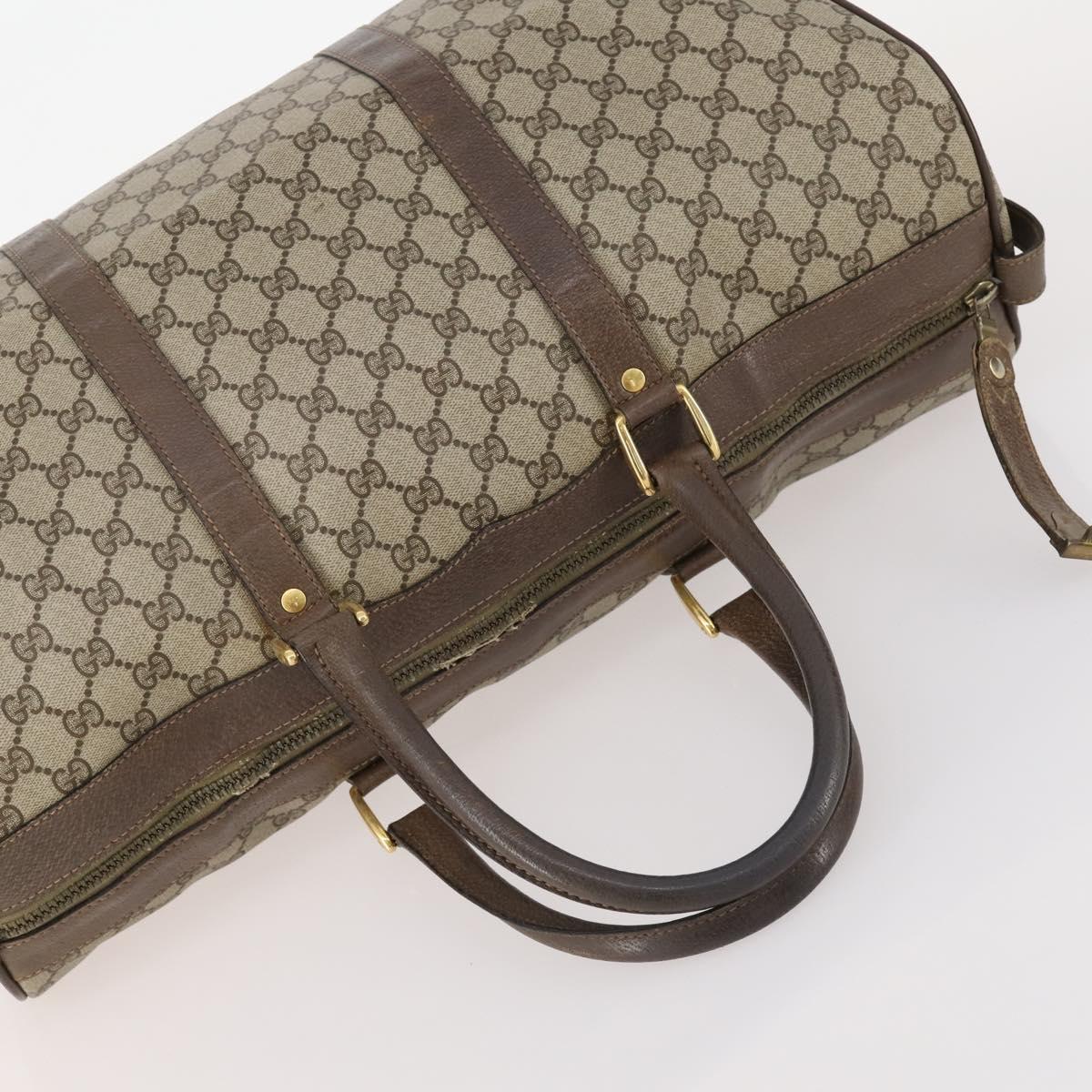 GUCCI GG Supreme Hand Bag Leather 2 Set Black Beige Auth 173983