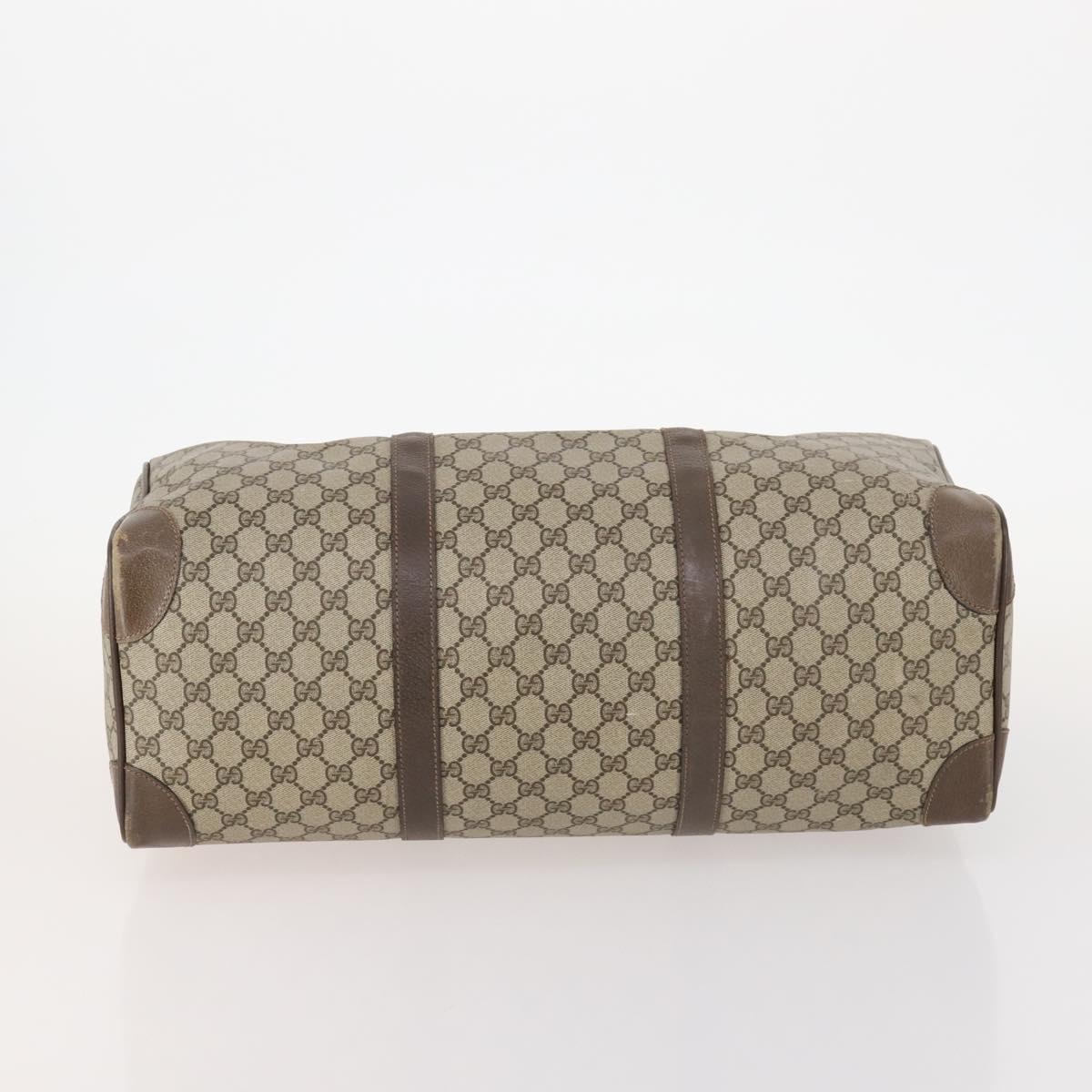 GUCCI GG Supreme Hand Bag Leather 2 Set Black Beige Auth 173983