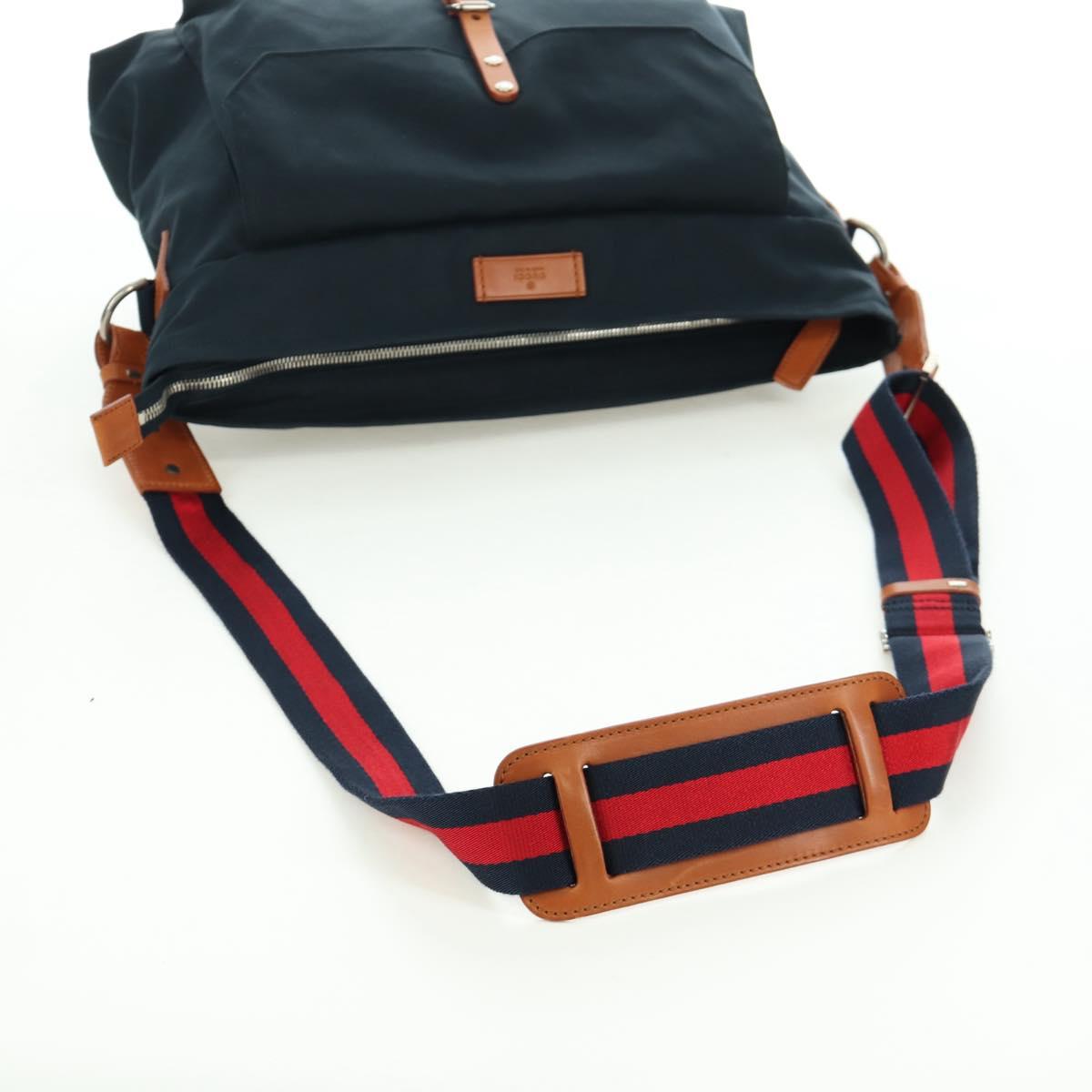 GUCCI Sherry Line Shoulder Bag Nylon Navy Silver 256312 Auth 173985A