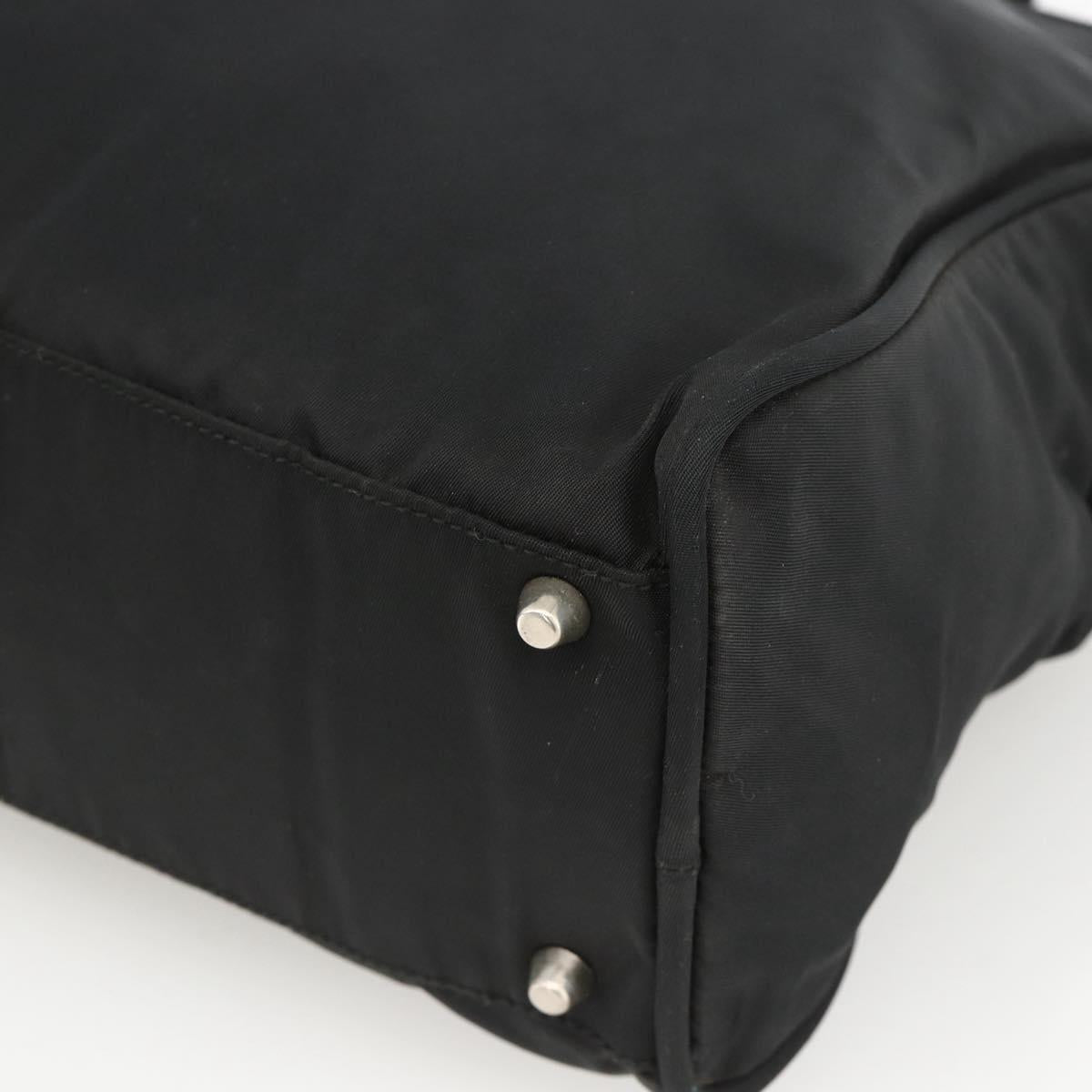 PRADA Hand Bag Nylon Black Silver Auth 173987