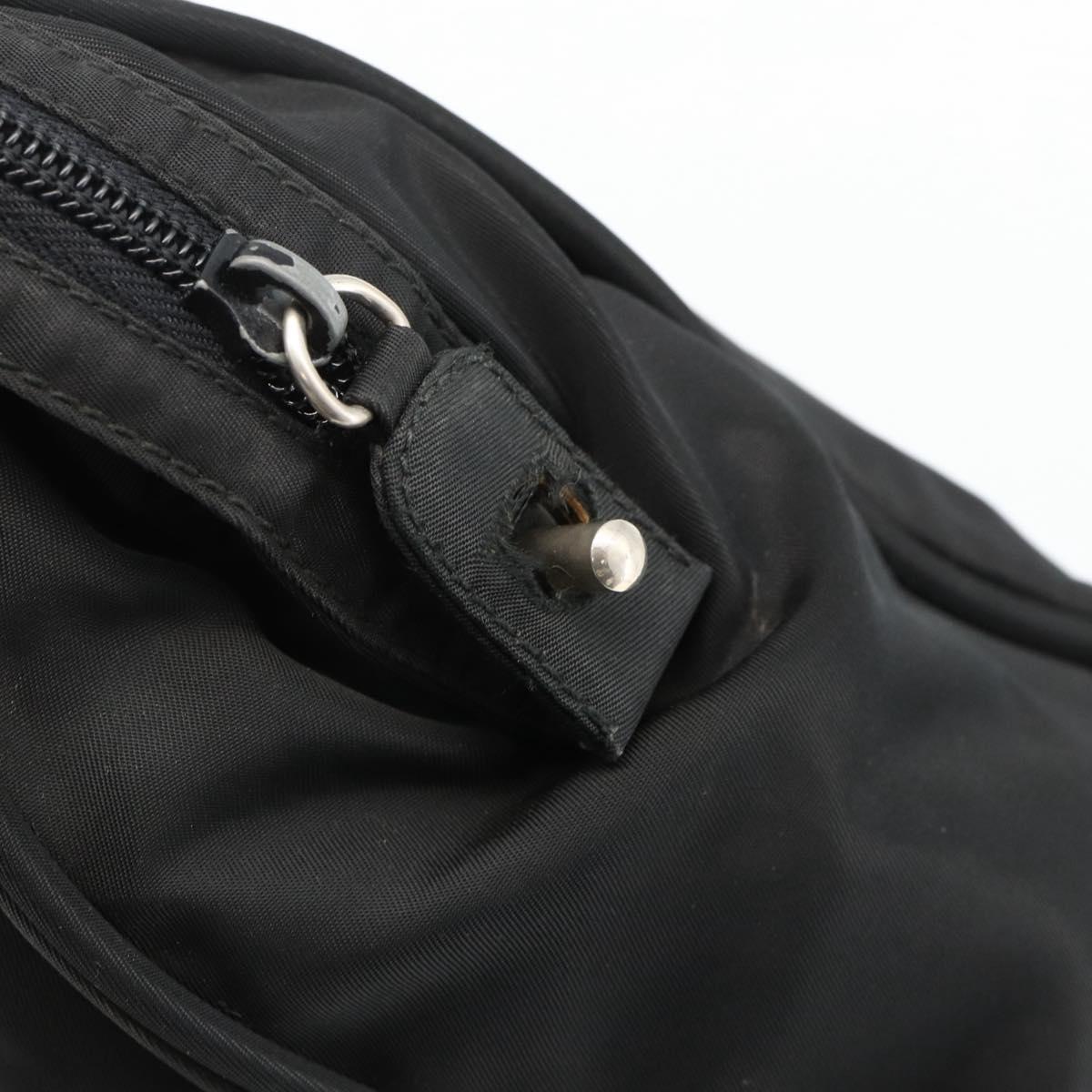 PRADA Hand Bag Nylon Black Silver Auth 173987