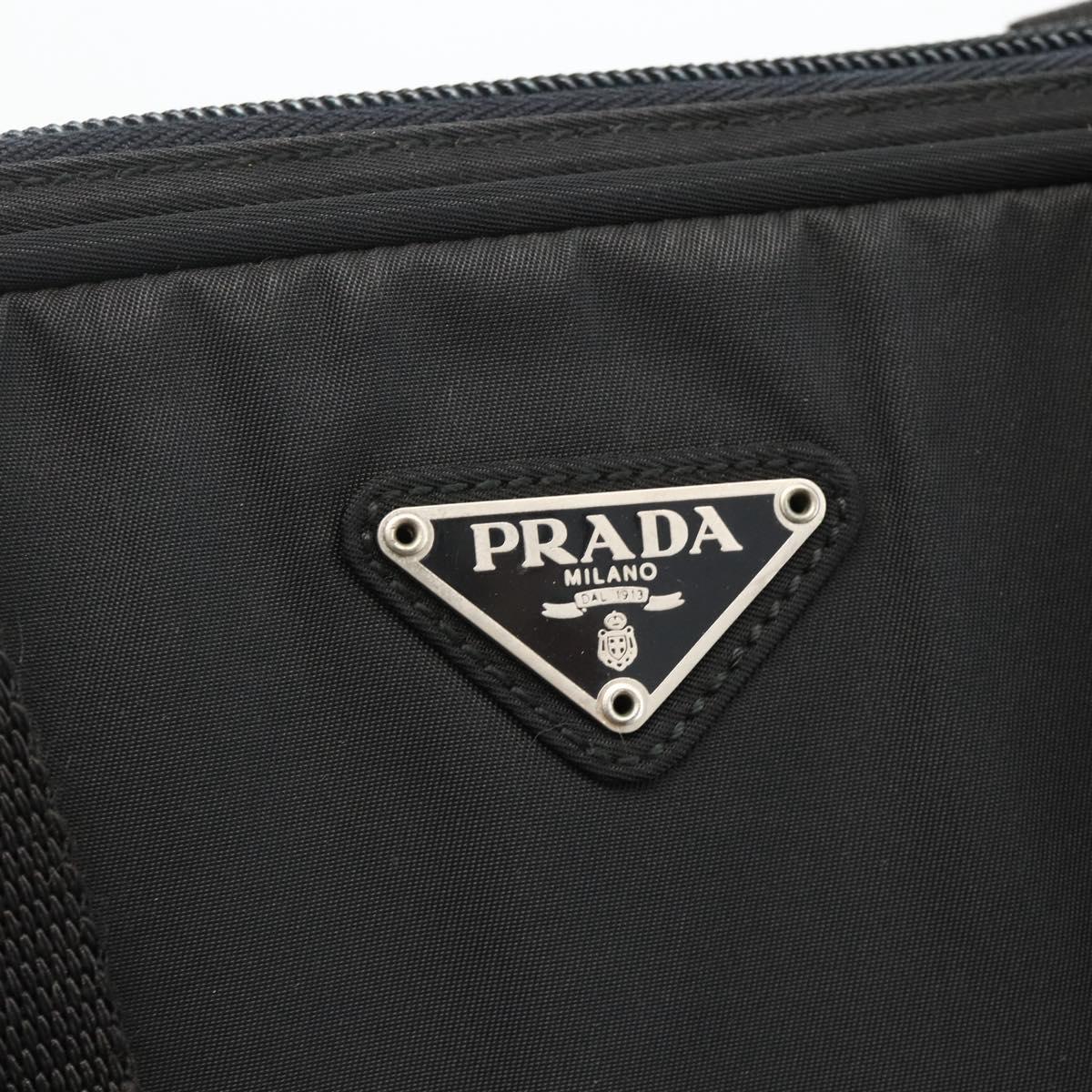 PRADA Hand Bag Nylon Black Silver Auth 173987