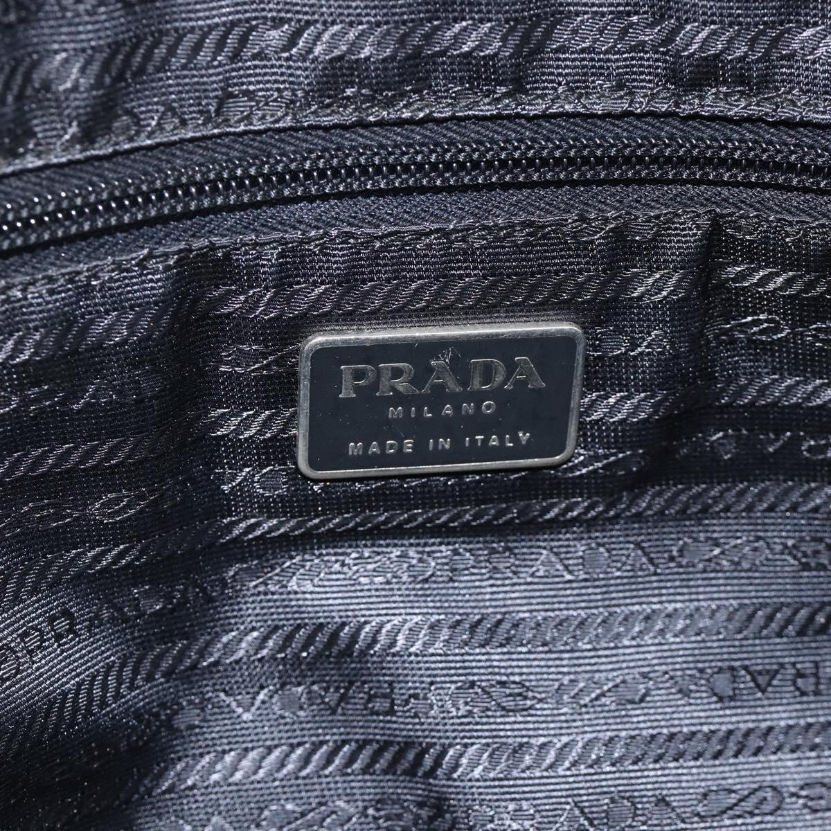 PRADA Hand Bag Nylon Black Silver Auth 173987