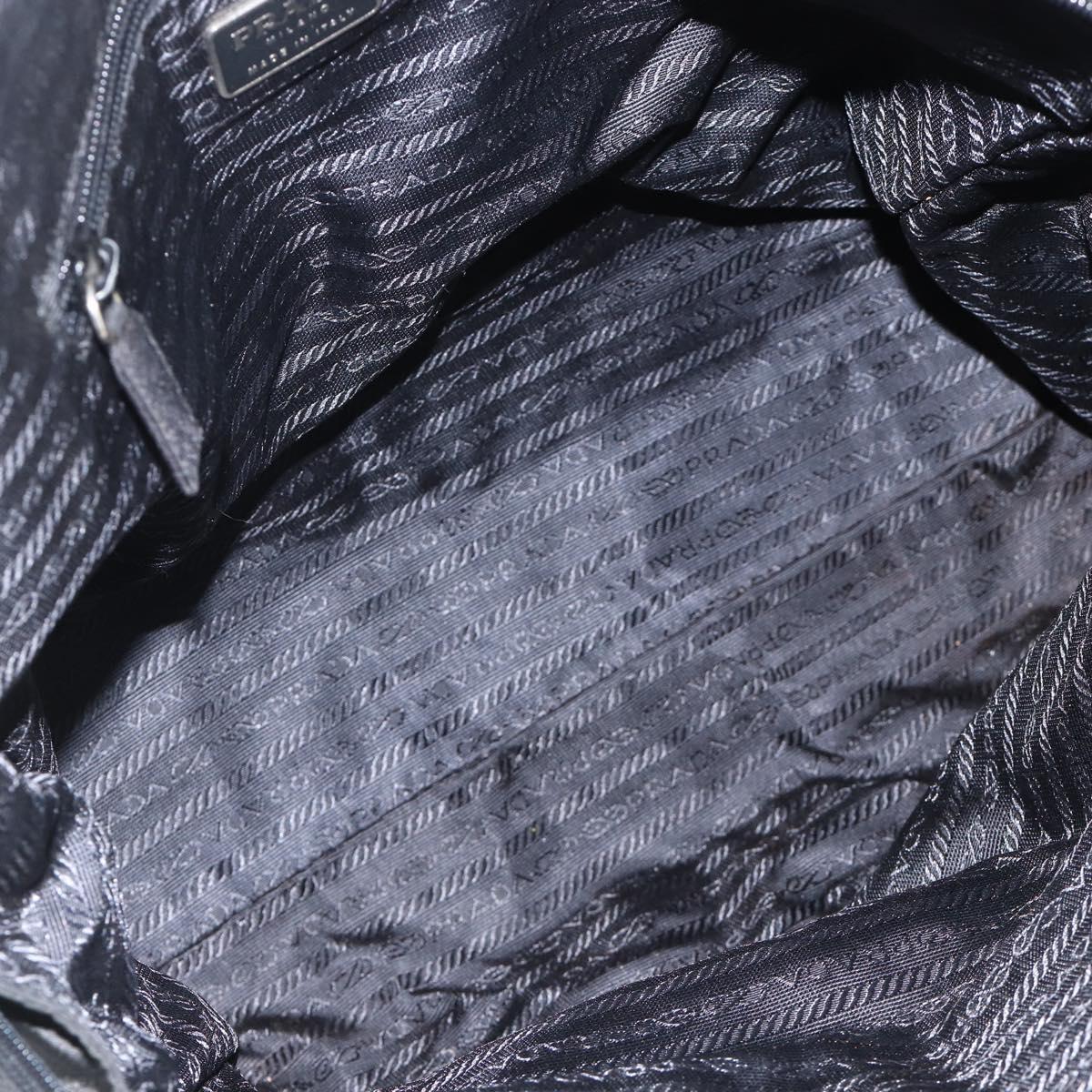 PRADA Hand Bag Nylon Black Silver Auth 173987