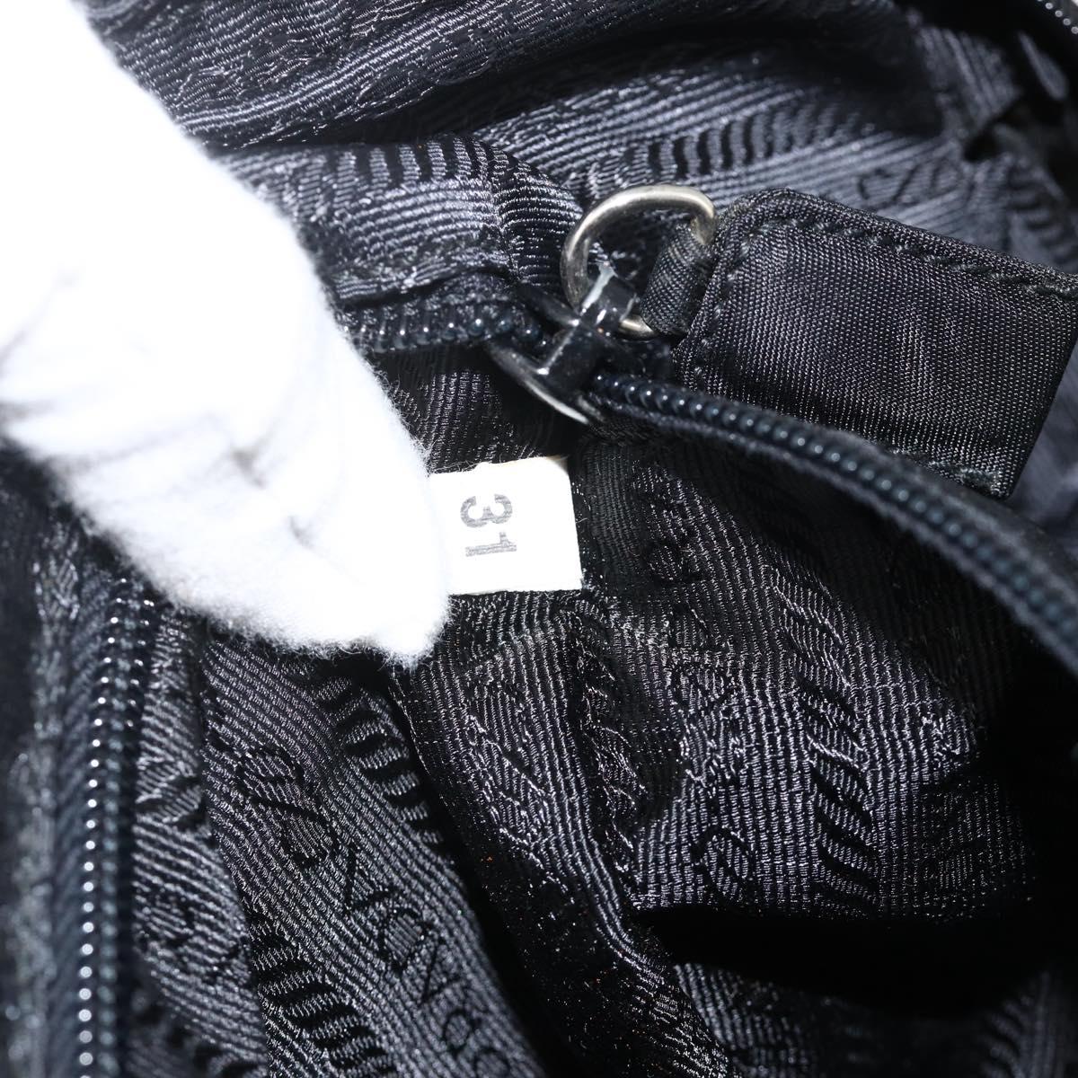 PRADA Hand Bag Nylon Black Silver Auth 173987