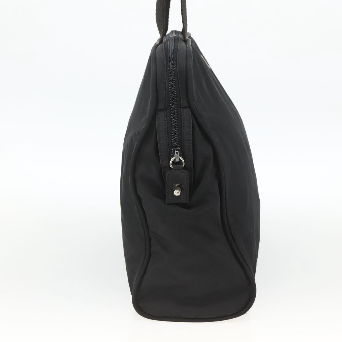 PRADA Hand Bag Nylon Black Silver Auth 173987