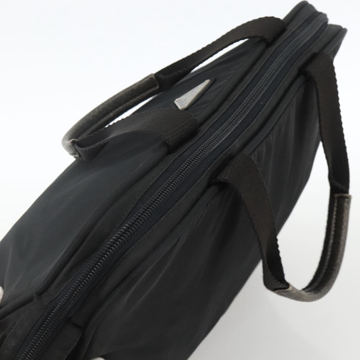 PRADA Hand Bag Nylon Black Silver Auth 173987