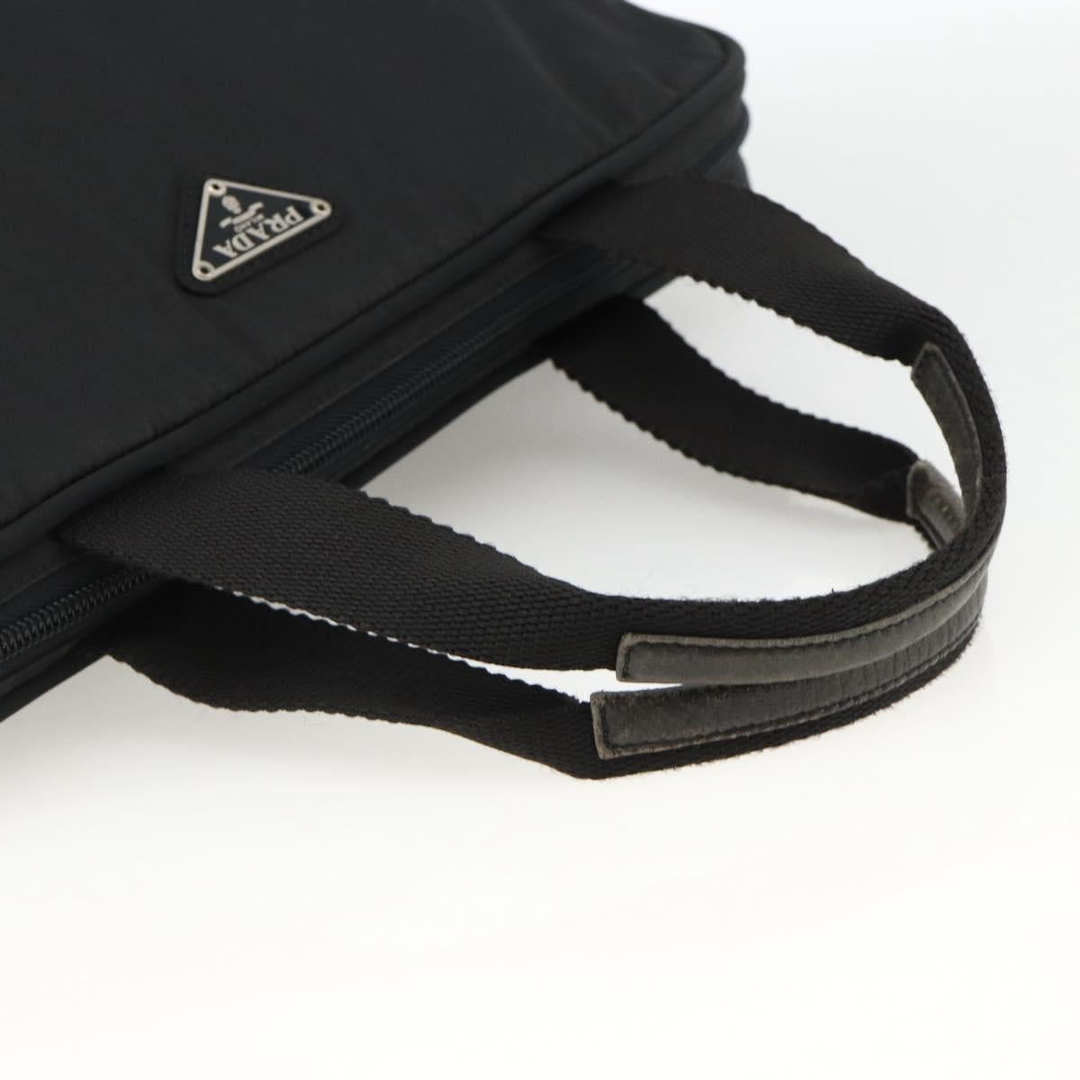 PRADA Hand Bag Nylon Black Silver Auth 173987