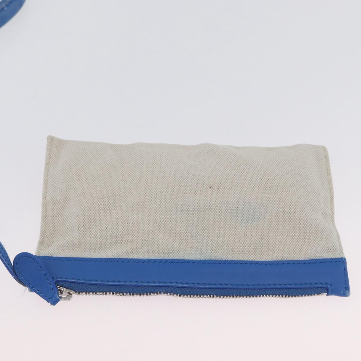 BALENCIAGA Cabas Bag Canvas Leather Light Beige Light Blue 339933 Auth 173988