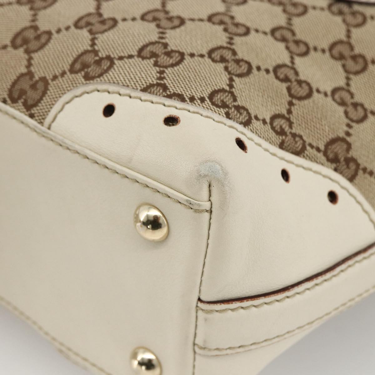 GUCCI GG Canvas Hand Bag Beige Gold 145994 Auth 173989