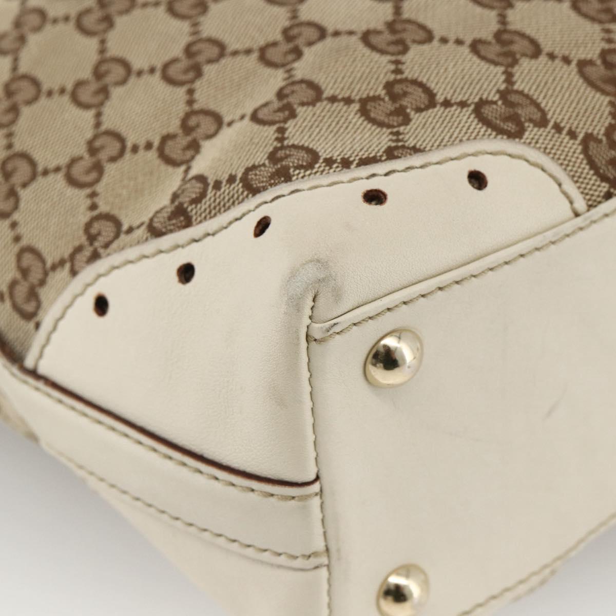 GUCCI GG Canvas Hand Bag Beige Gold 145994 Auth 173989