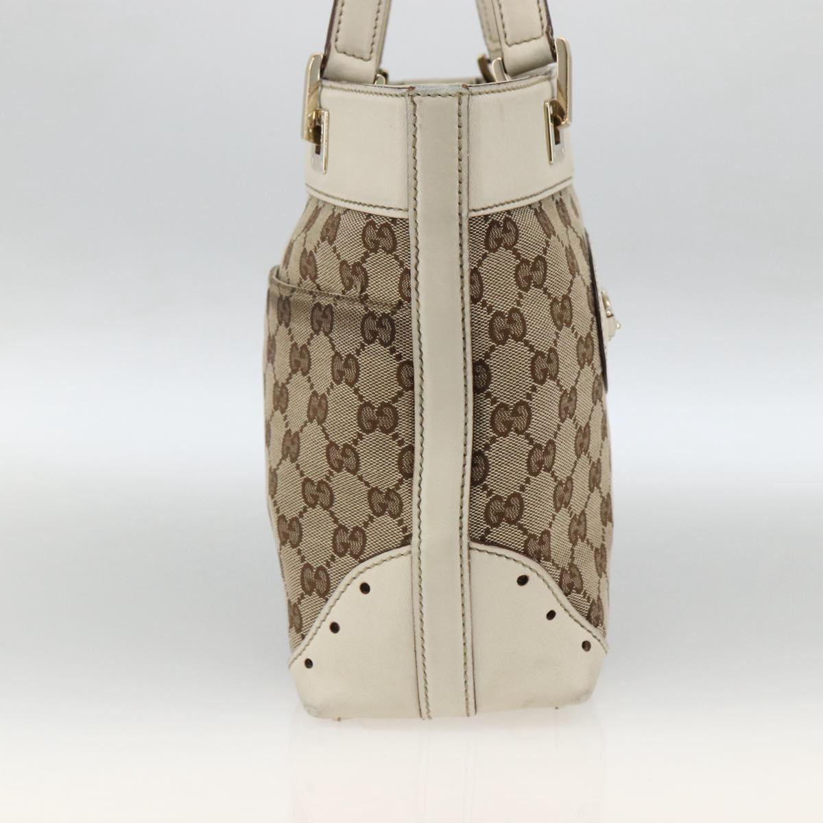 GUCCI GG Canvas Hand Bag Beige Gold 145994 Auth 173989