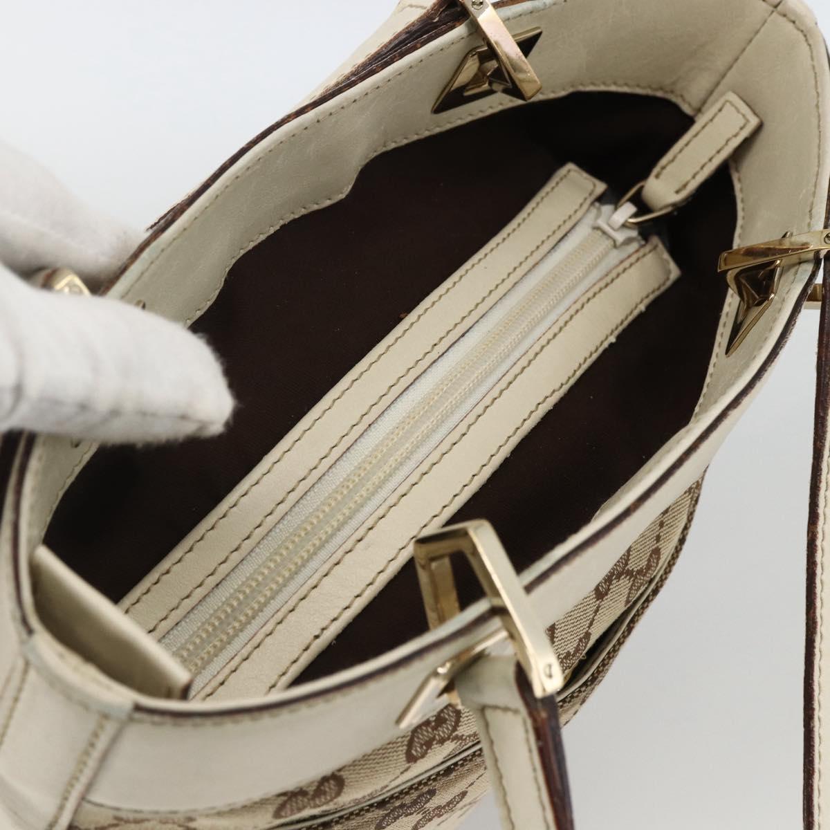 GUCCI GG Canvas Hand Bag Beige Gold 145994 Auth 173989