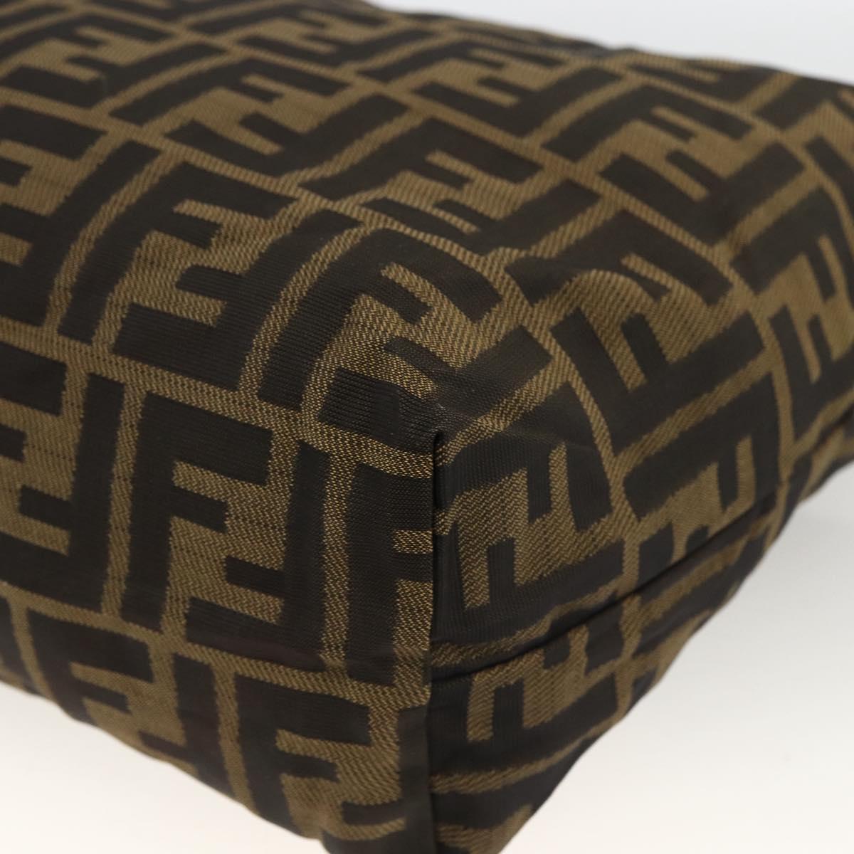 FENDI Zucca Canvas Pouch Black Brown Auth 173991