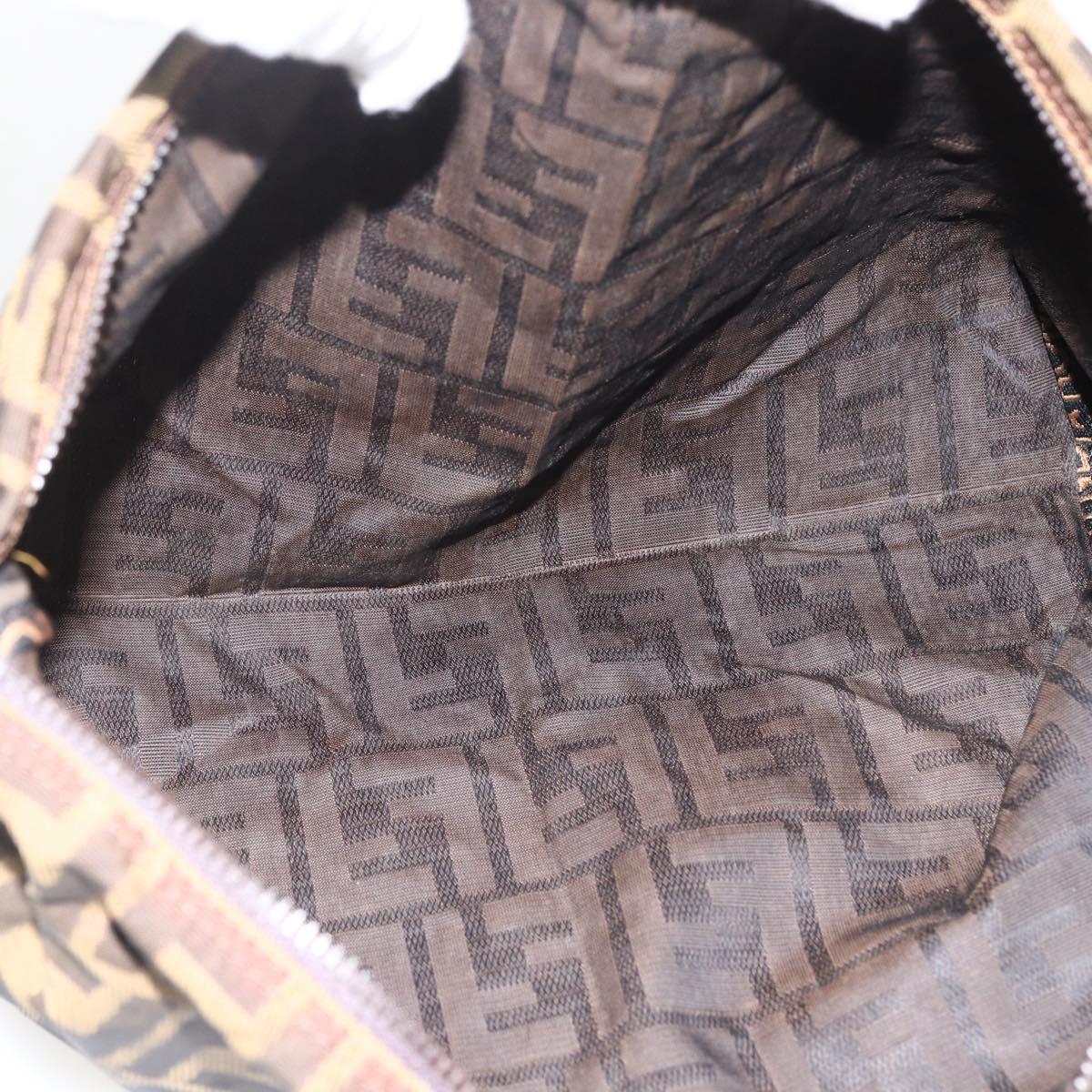 FENDI Zucca Canvas Pouch Black Brown Auth 173991