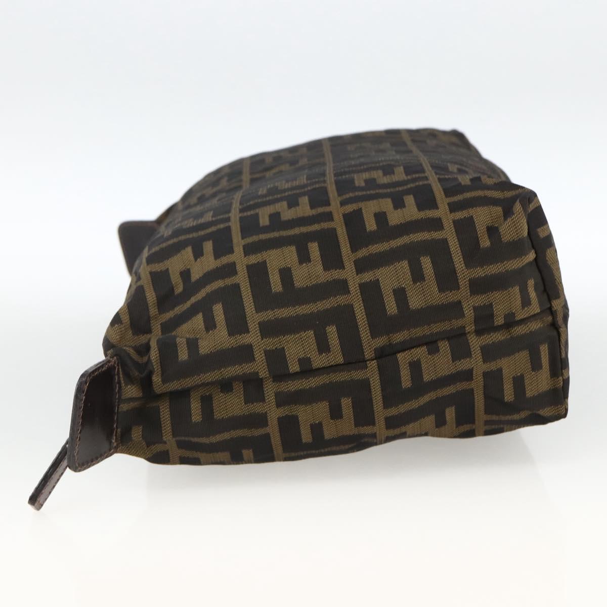FENDI Zucca Canvas Pouch Black Brown Auth 173991