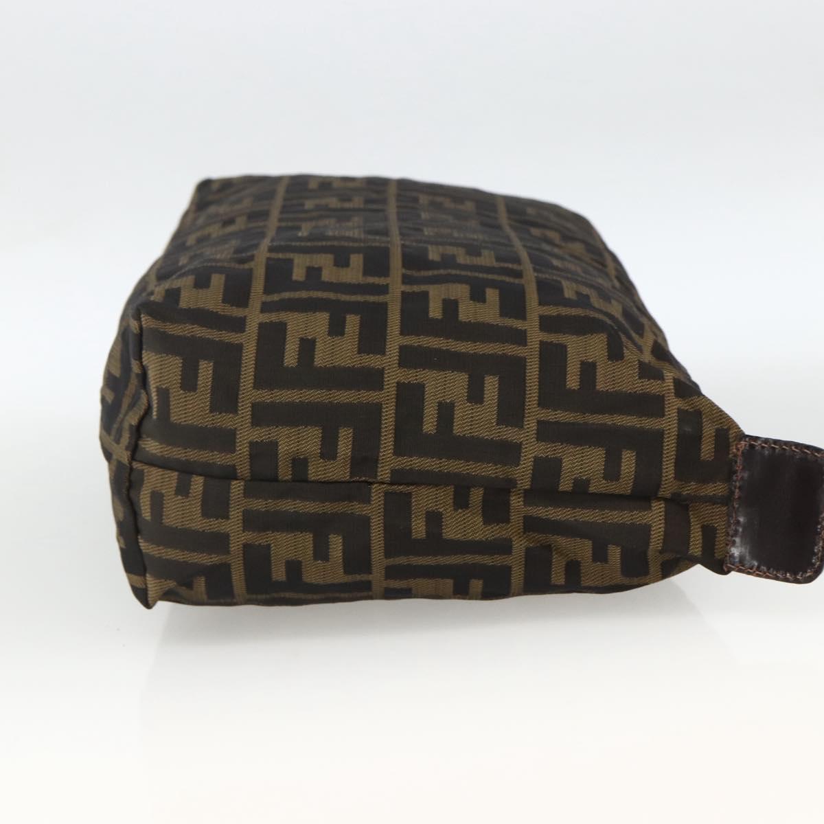 FENDI Zucca Canvas Pouch Black Brown Auth 173991