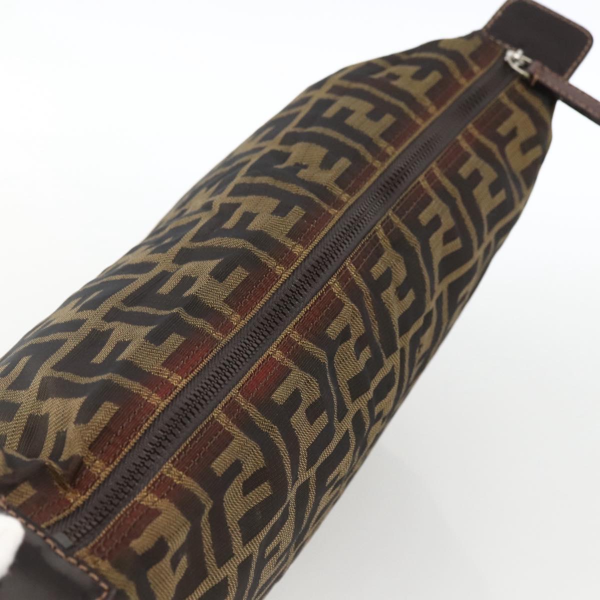 FENDI Zucca Canvas Pouch Black Brown Auth 173991