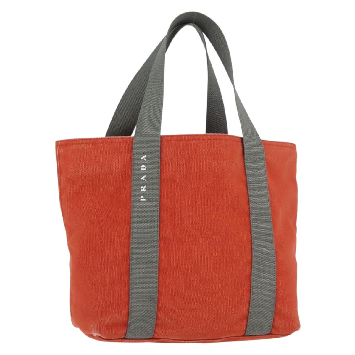 PRADA Sports Hand Bag Canvas Orange Auth 173993