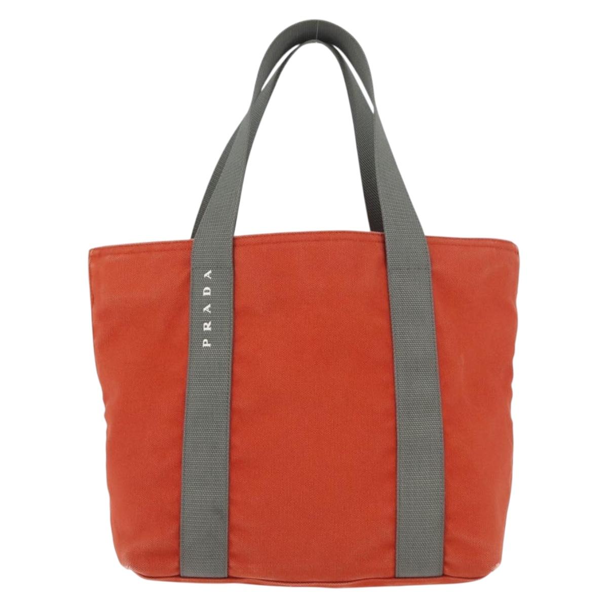 PRADA Sports Hand Bag Canvas Orange Auth 173993