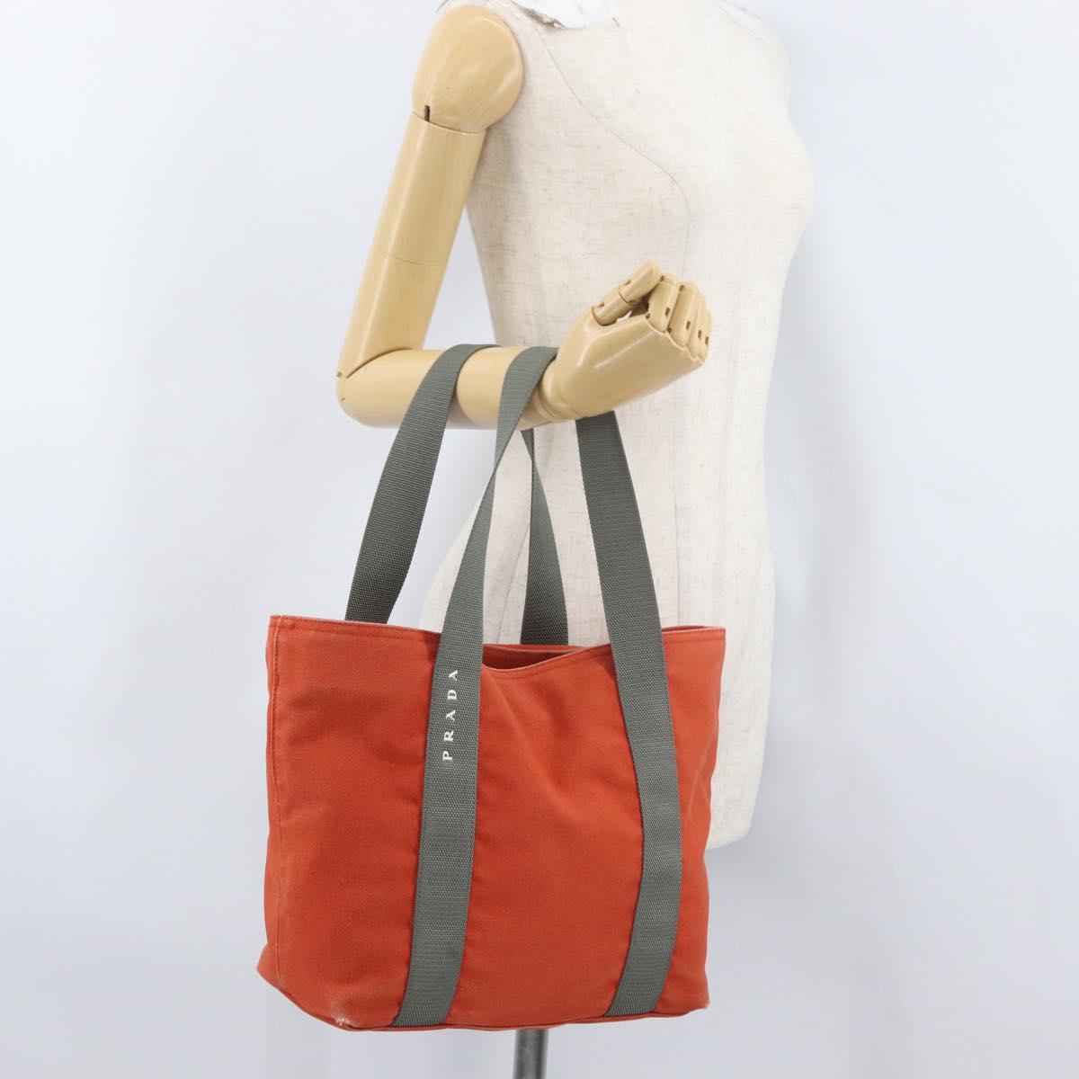 PRADA Sports Hand Bag Canvas Orange Auth 173993