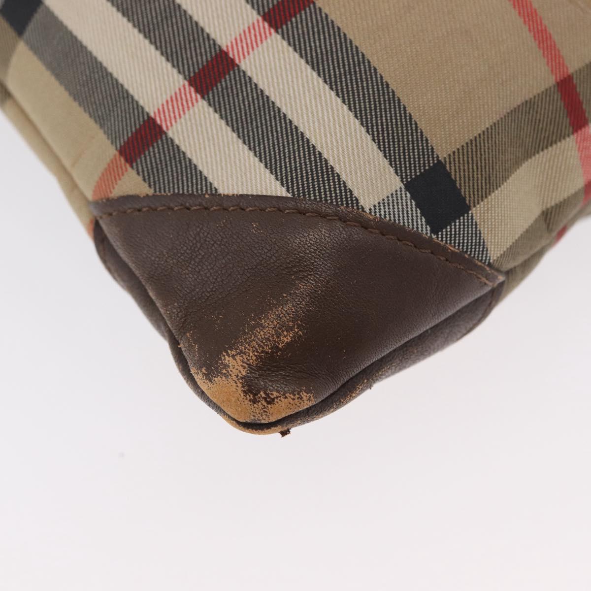 Burberrys Nova Check Pouch Canvas Beige Auth 173994